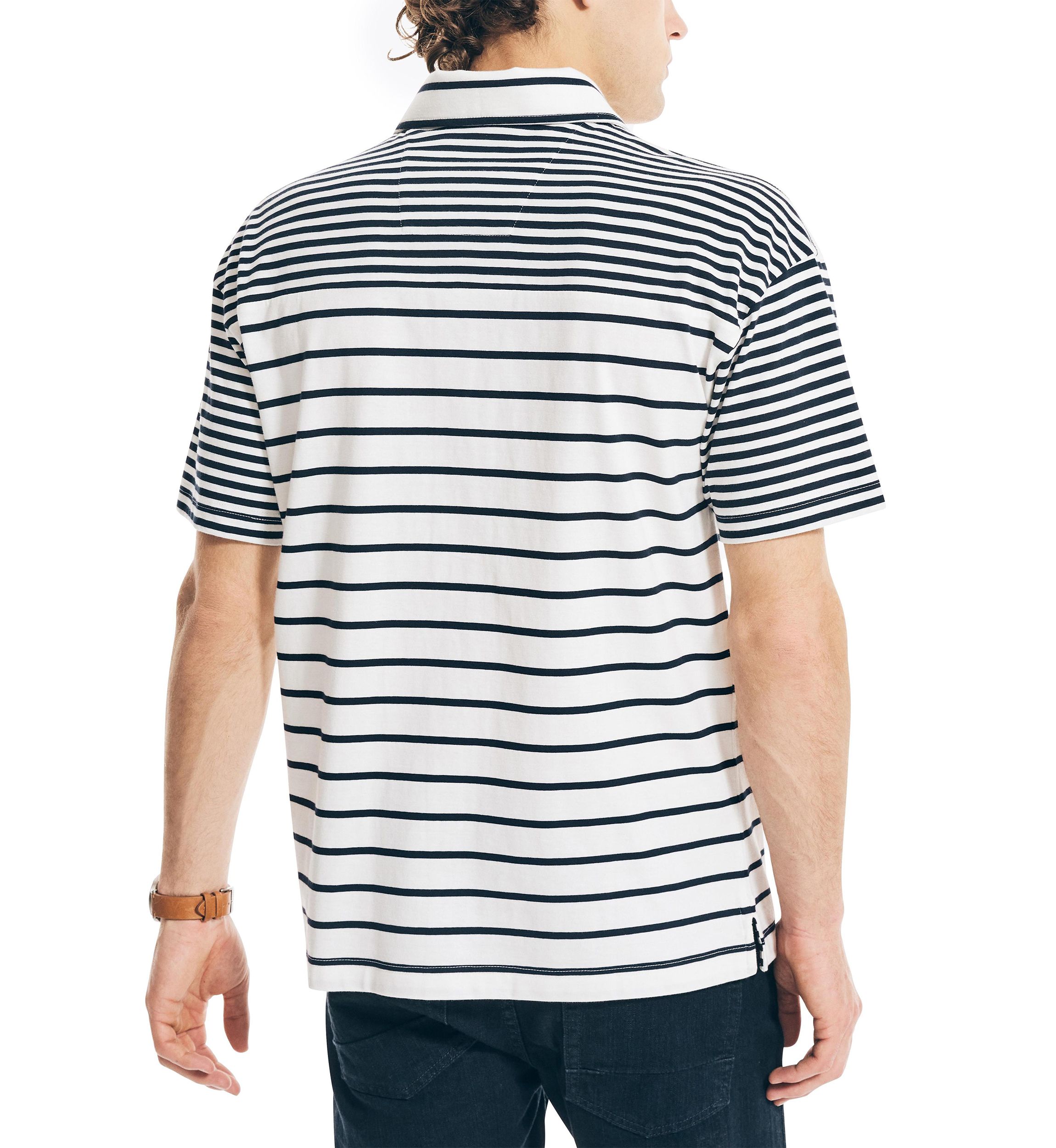 Short Sleeve Striped Knit Camp Shirt 