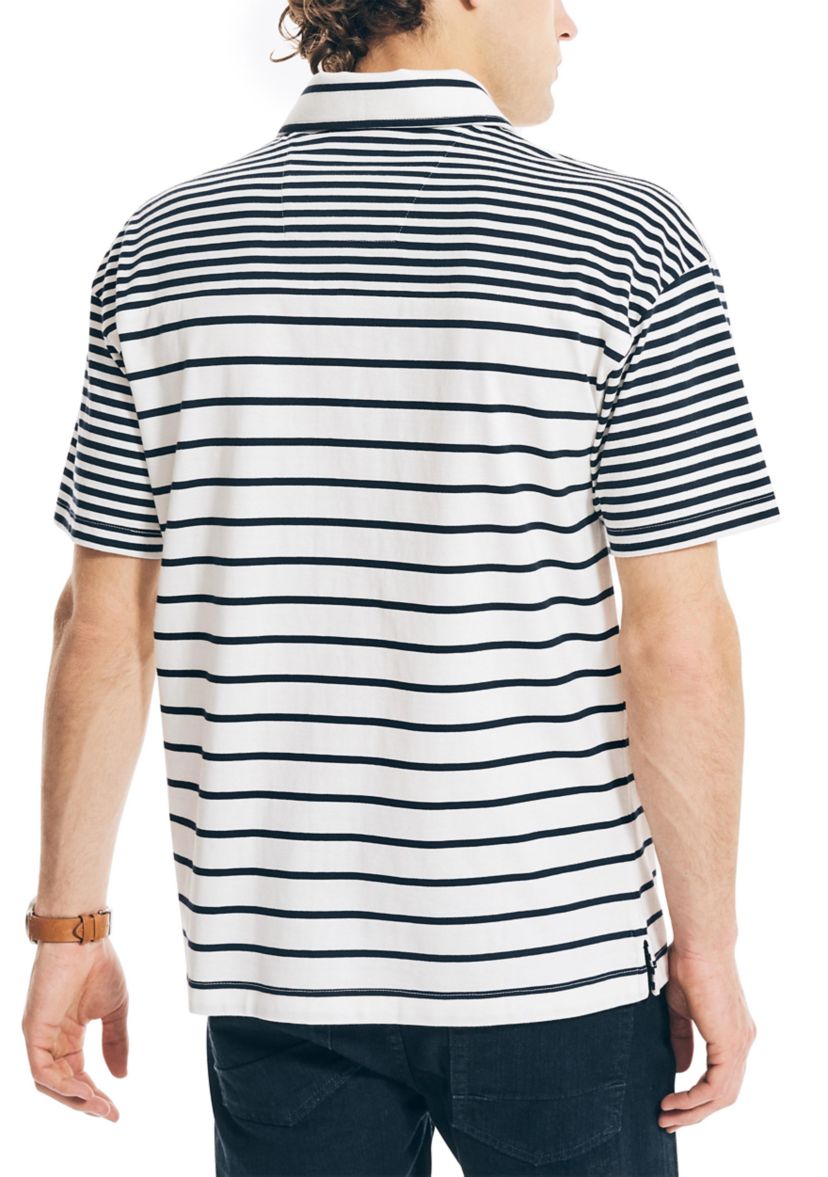 Short Sleeve Striped Knit Camp Shirt 