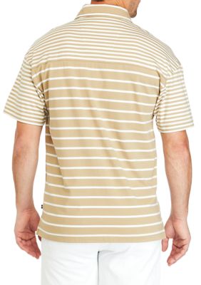 Short Sleeve Striped Knit Camp Shirt