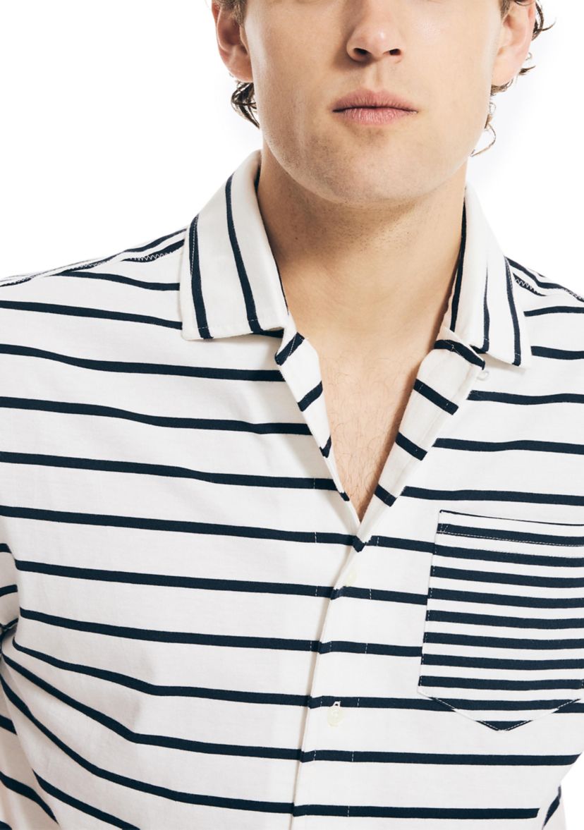 Short Sleeve Striped Knit Camp Shirt 