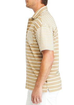 Short Sleeve Striped Knit Camp Shirt