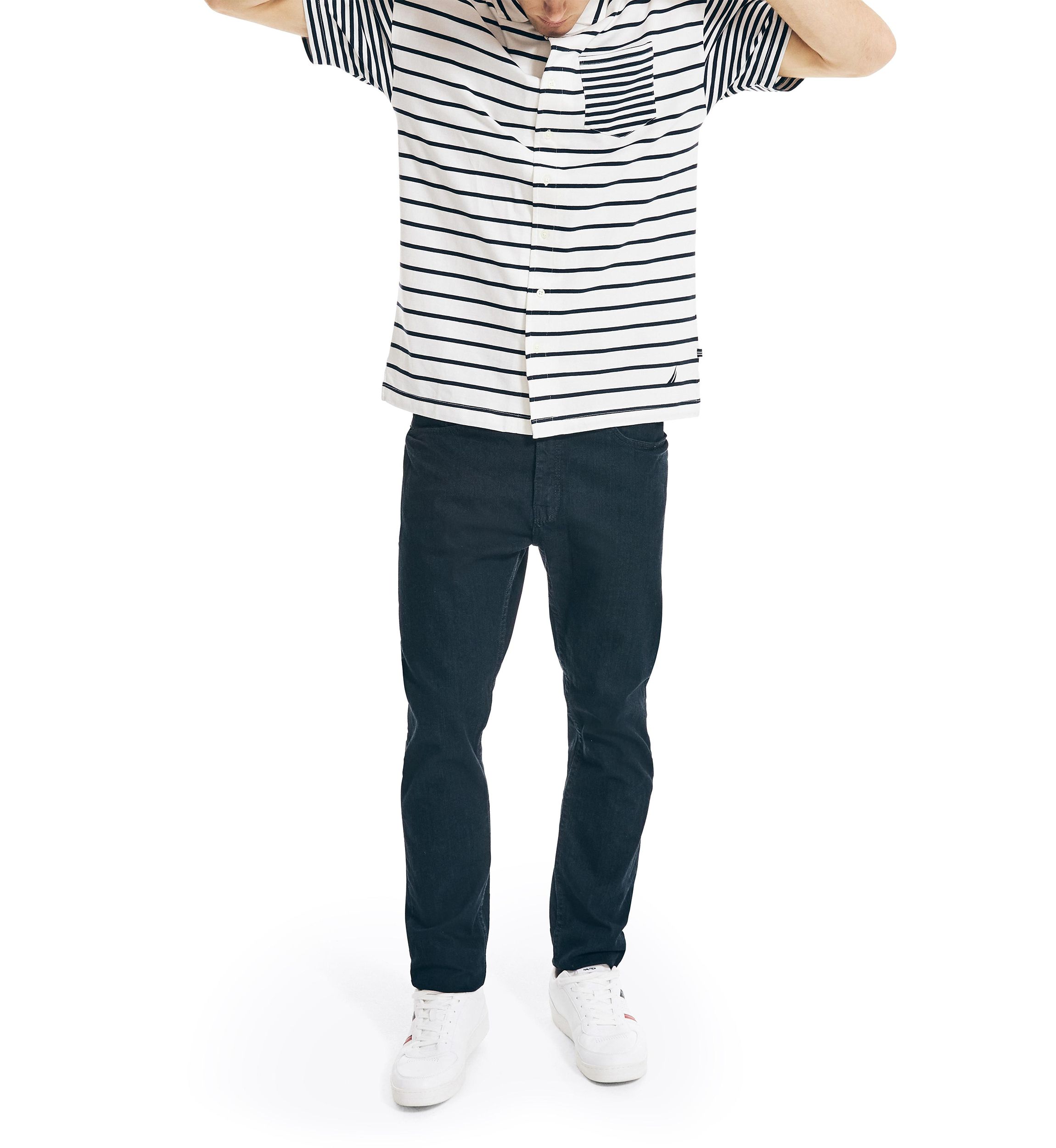 Short Sleeve Striped Knit Camp Shirt 