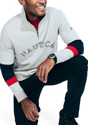 Sustainably Crafted Quarter-Zip Color Block Sweatshirt