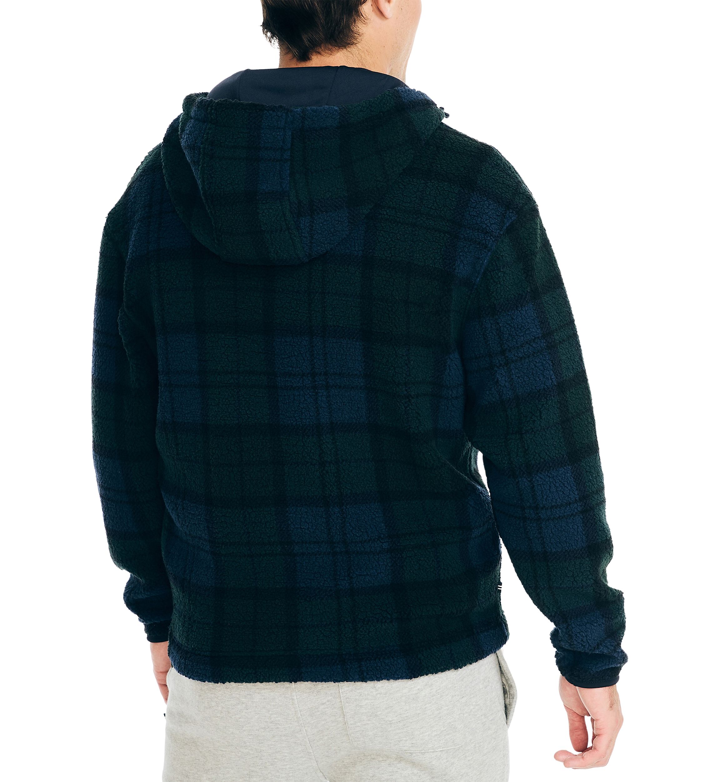 Printed Faux Shearling Quarter Zip Hoodie