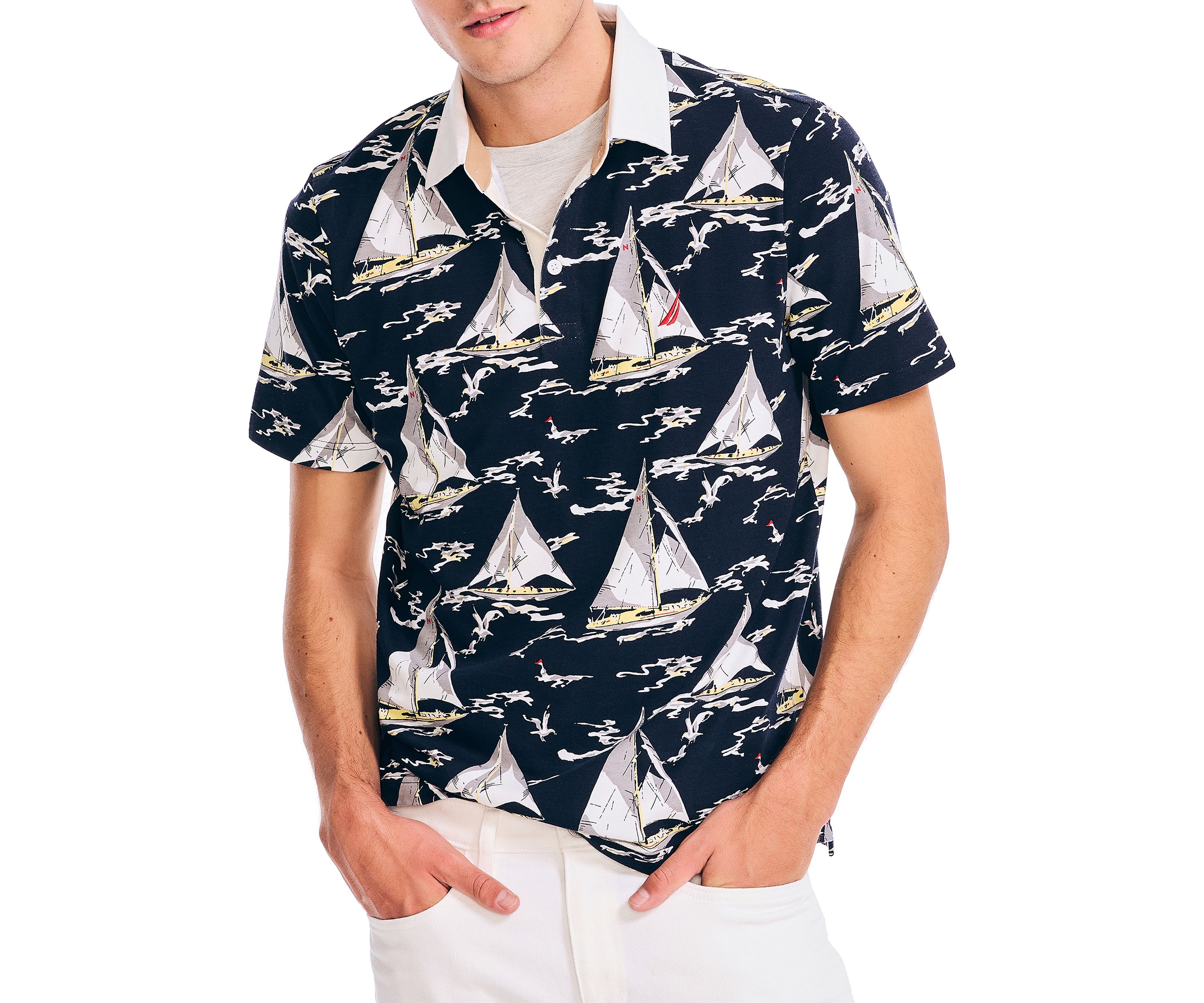 Sustainably Crafted Classic Fit Printed Rugby Polo Shirt