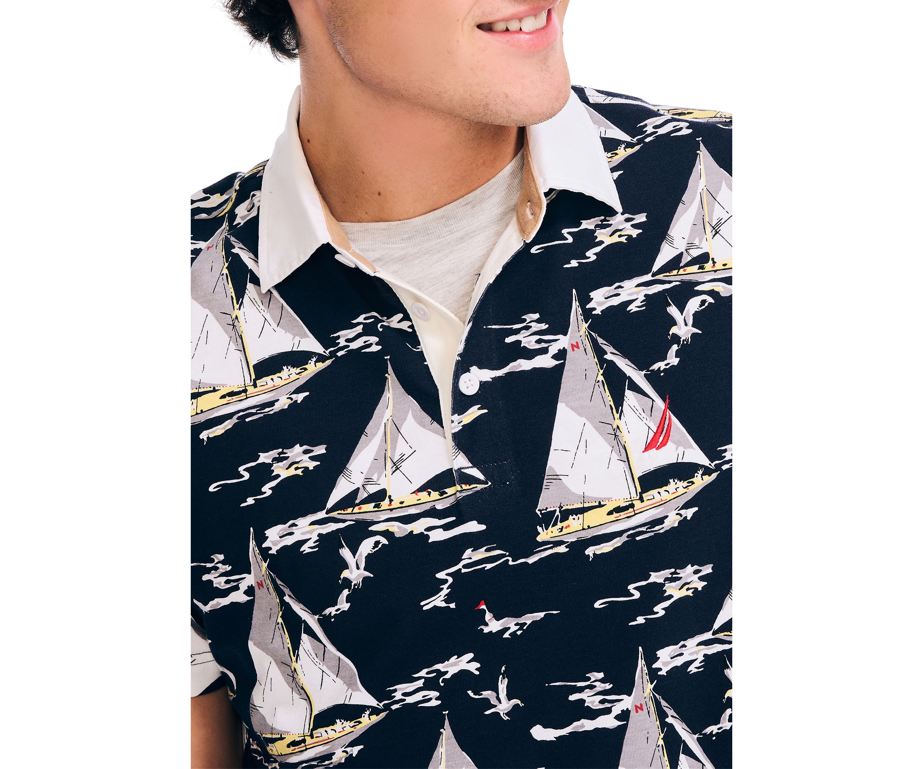 Sustainably Crafted Classic Fit Printed Rugby Polo Shirt
