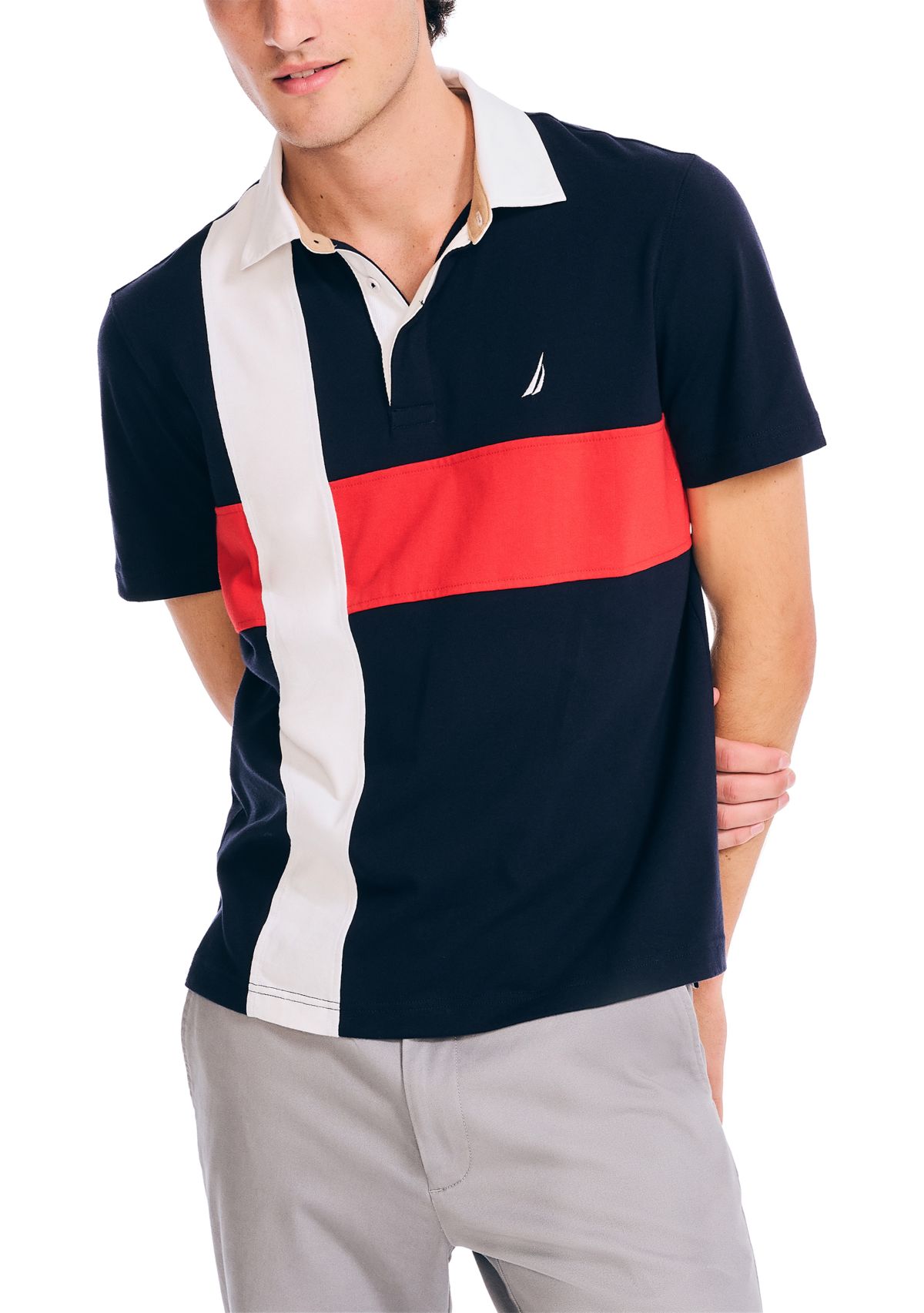 Sustainably Crafted Classic Fit Pieced Rugby Polo Shirt 