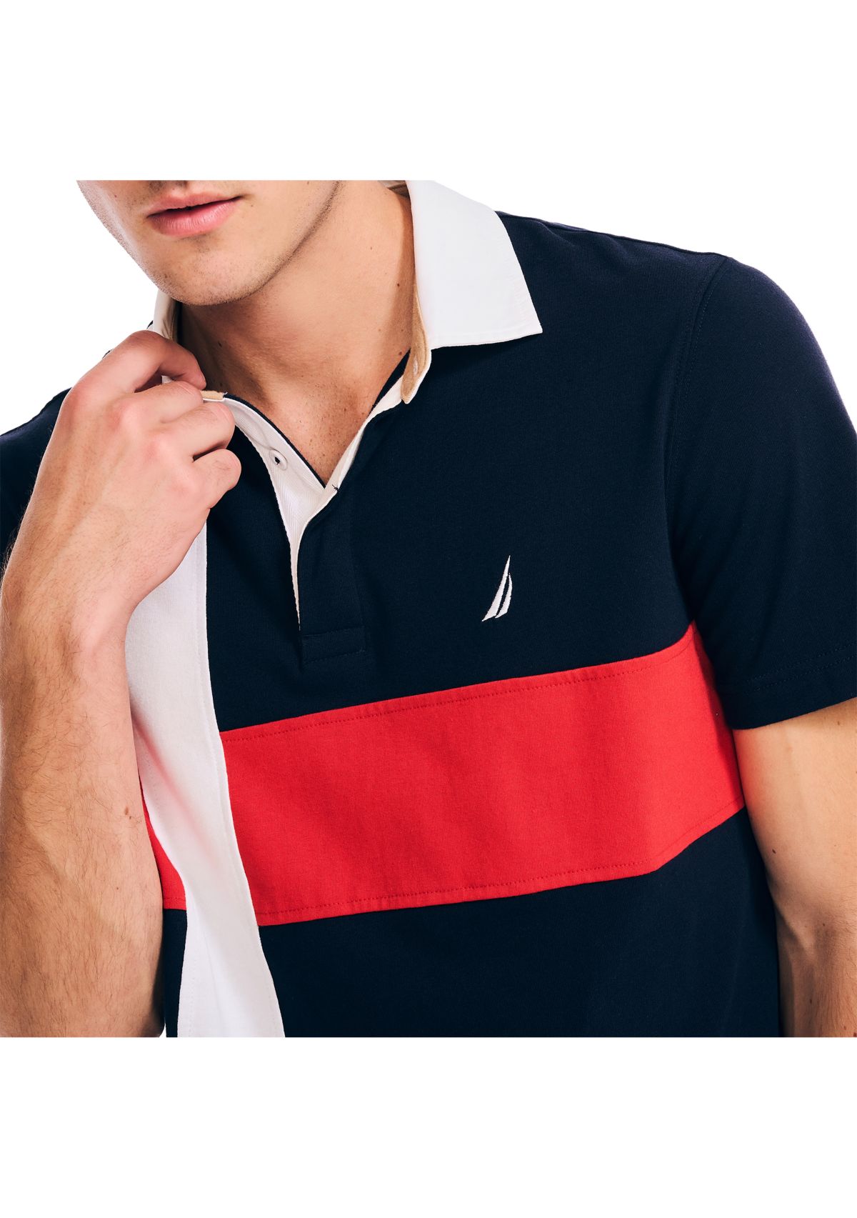 Sustainably Crafted Classic Fit Pieced Rugby Polo Shirt 