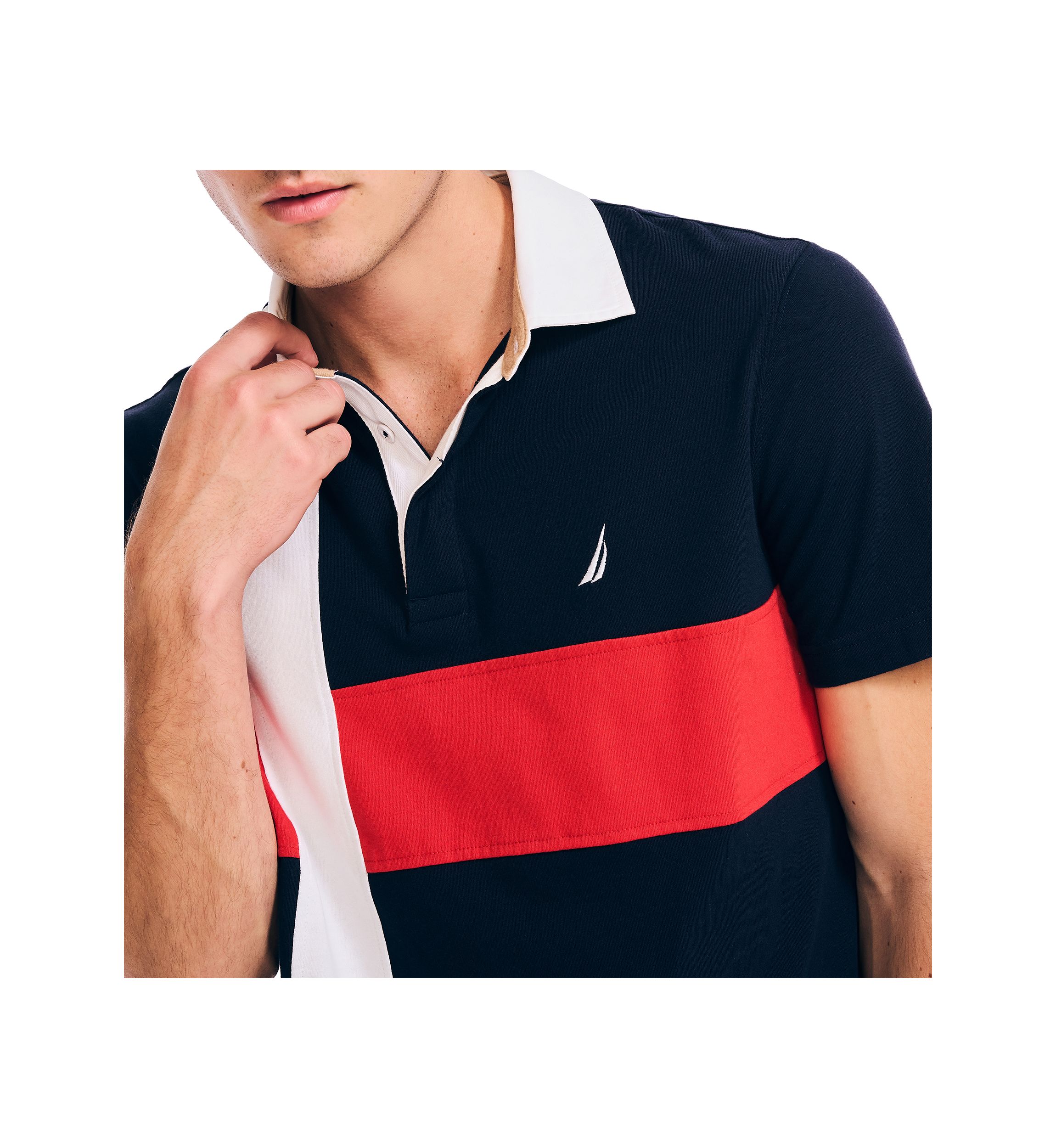 Sustainably Crafted Classic Fit Pieced Rugby Polo Shirt 