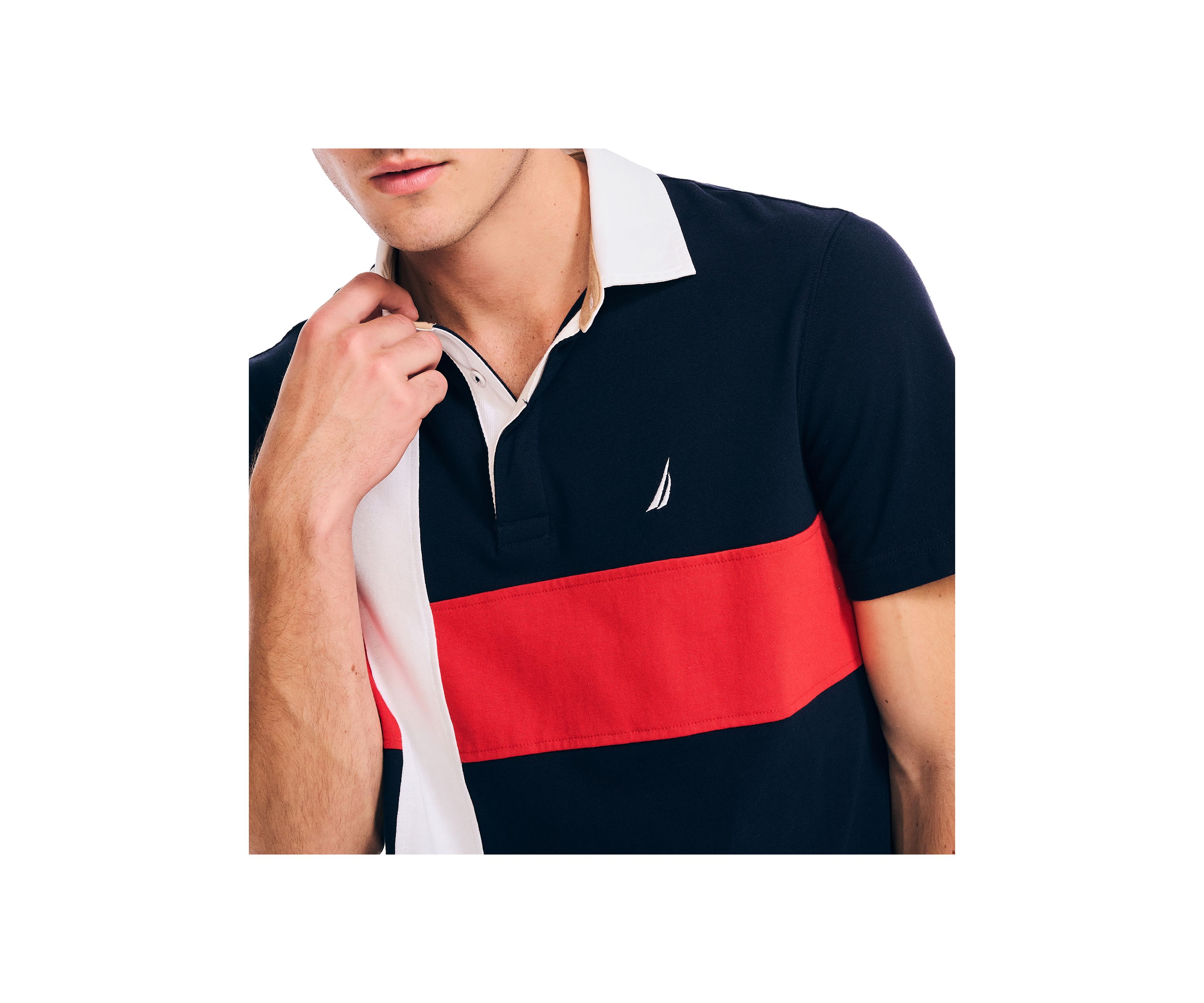 Sustainably Crafted Classic Fit Pieced Rugby Polo Shirt 