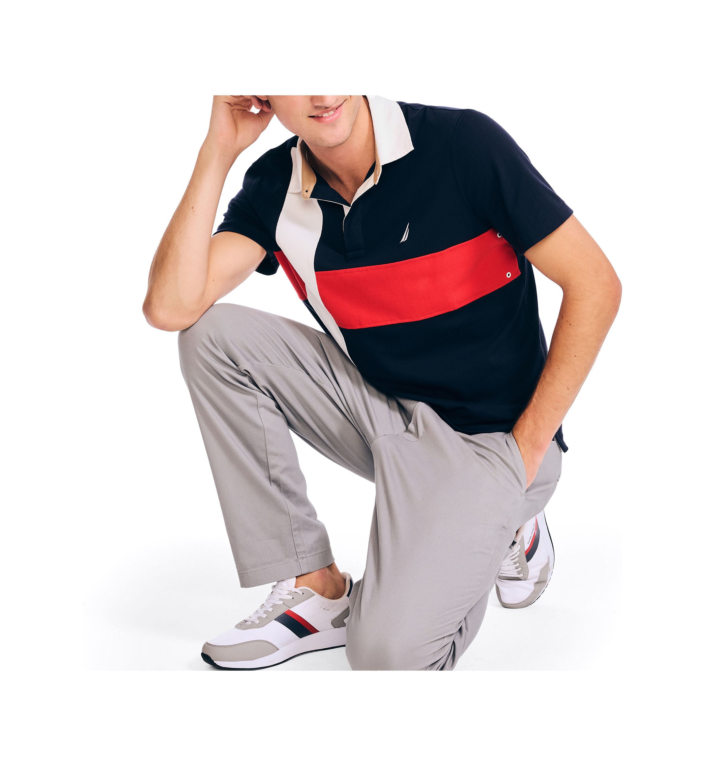 Sustainably Crafted Classic Fit Pieced Rugby Polo Shirt 