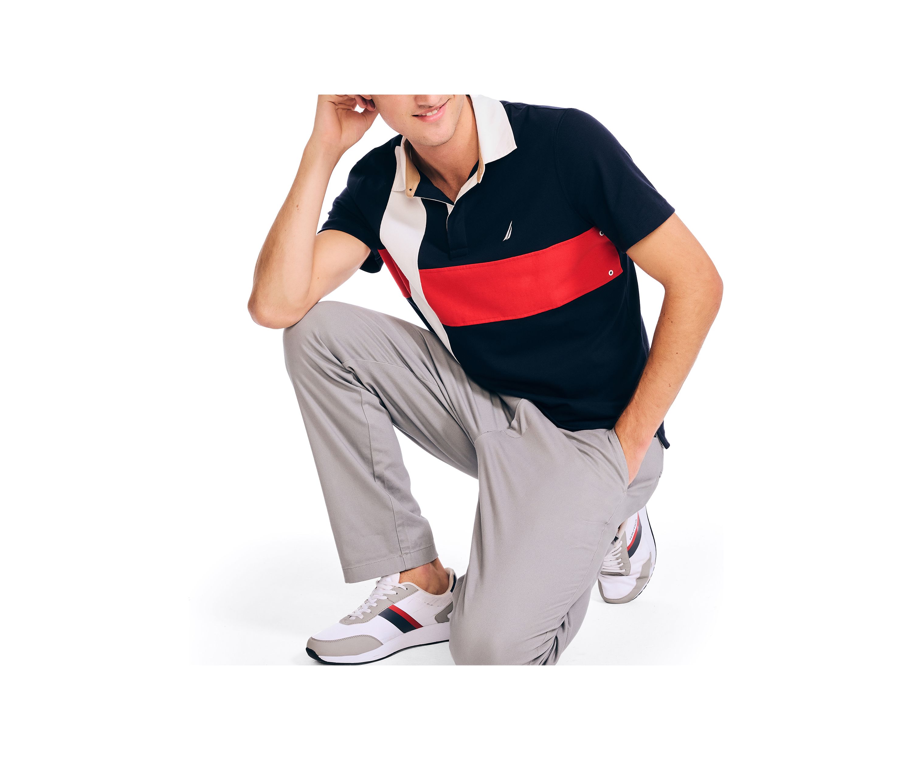 Sustainably Crafted Classic Fit Pieced Rugby Polo Shirt 
