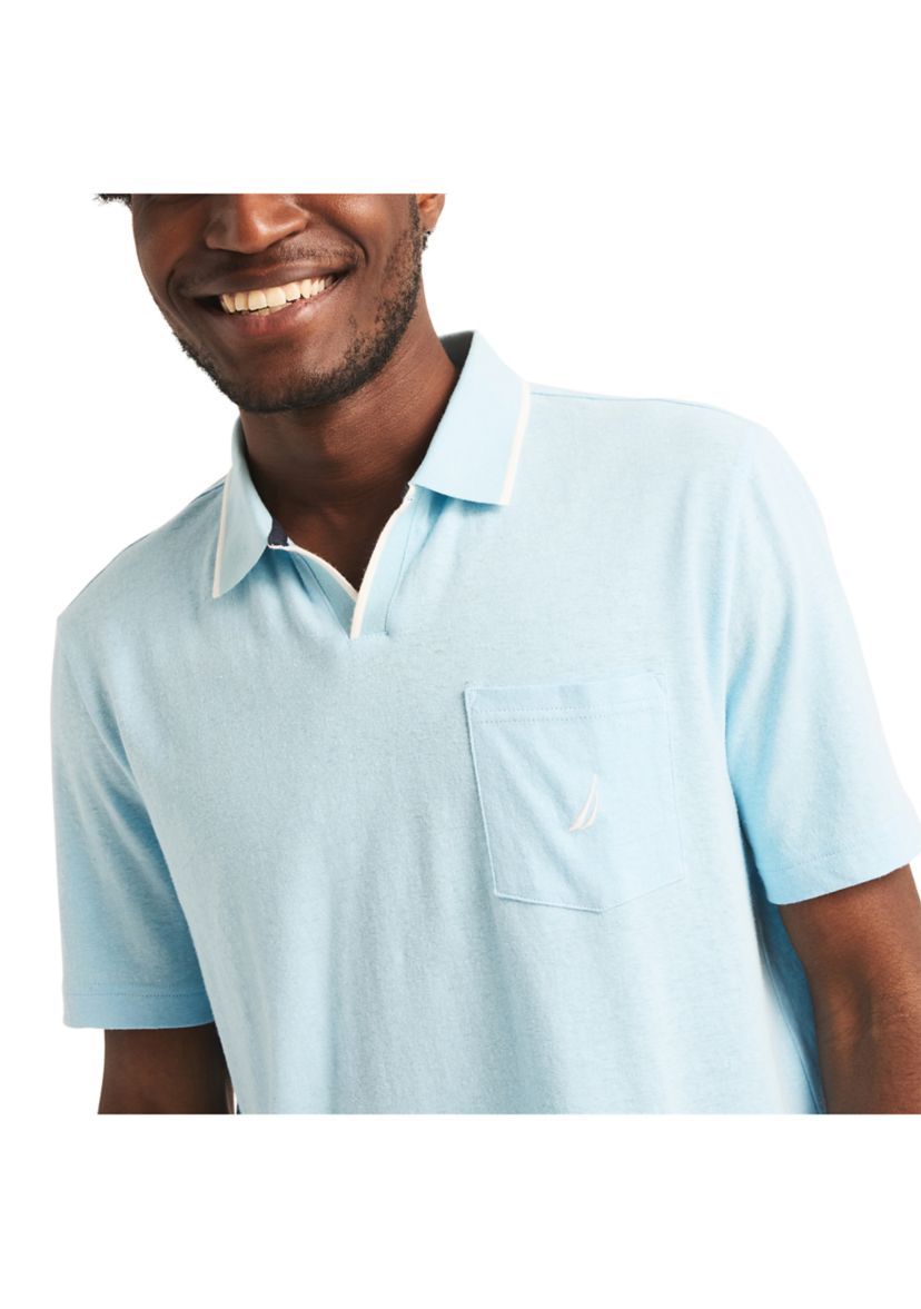 Linen Johnny Collar Polo Shirt