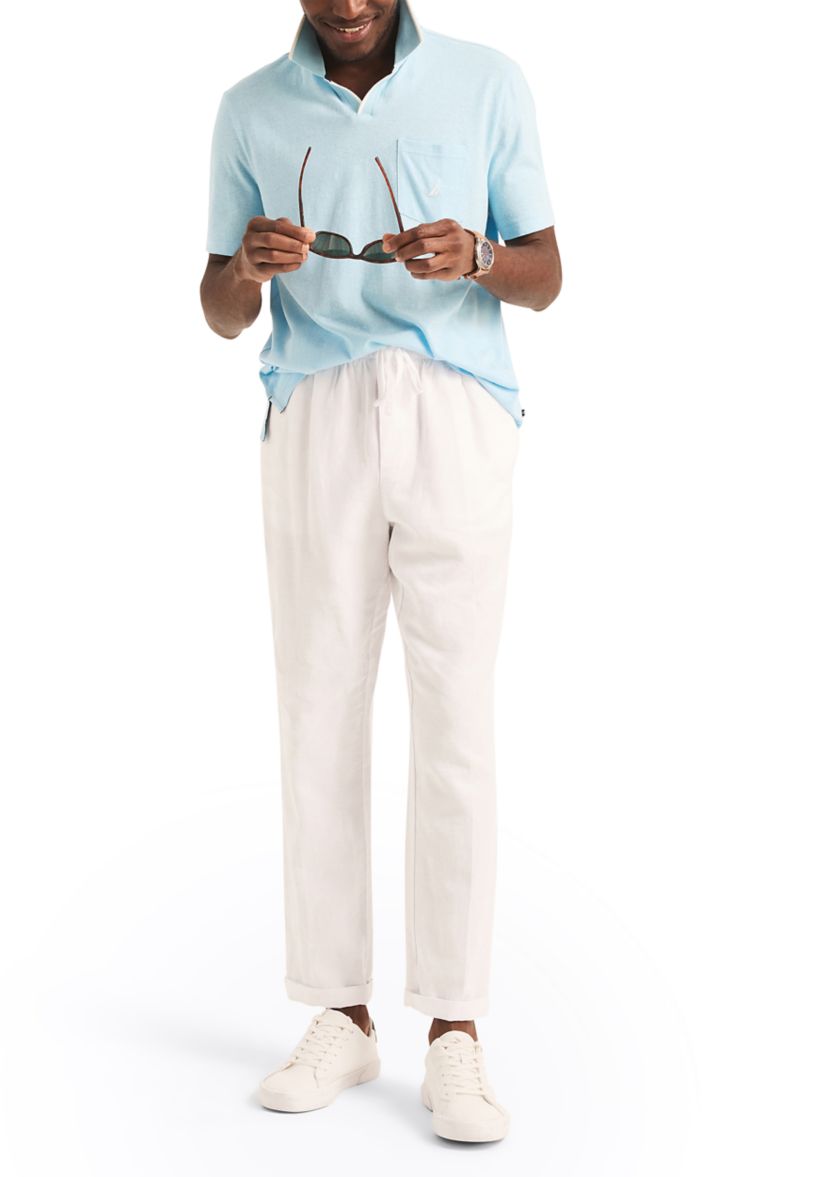 Linen Johnny Collar Polo Shirt