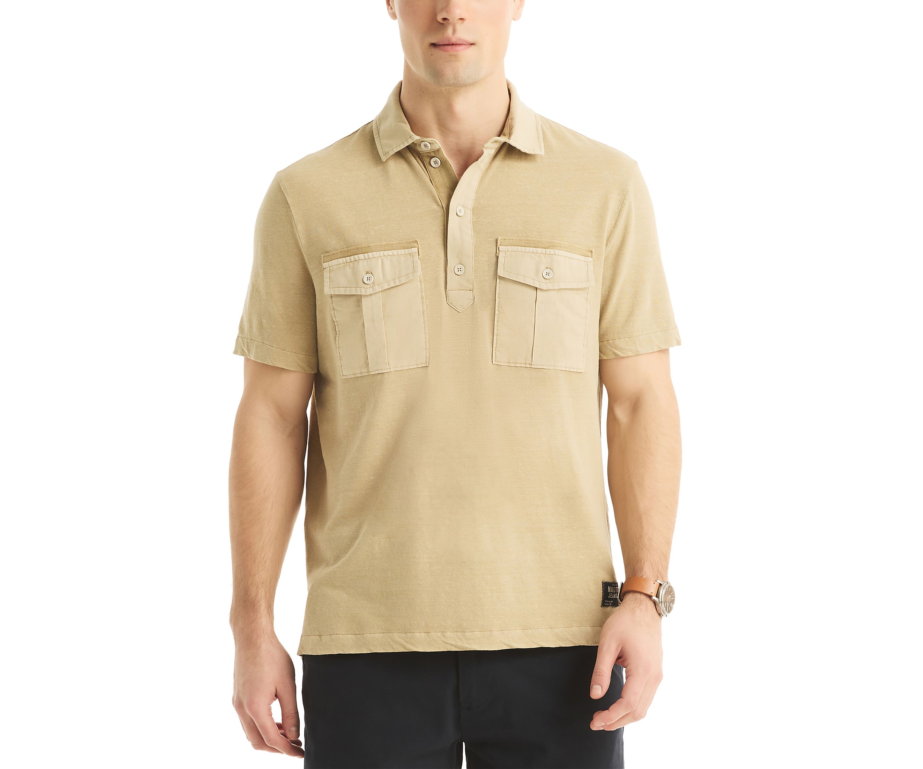 Jeans Co. Classic Fit Linen Polo Shirt