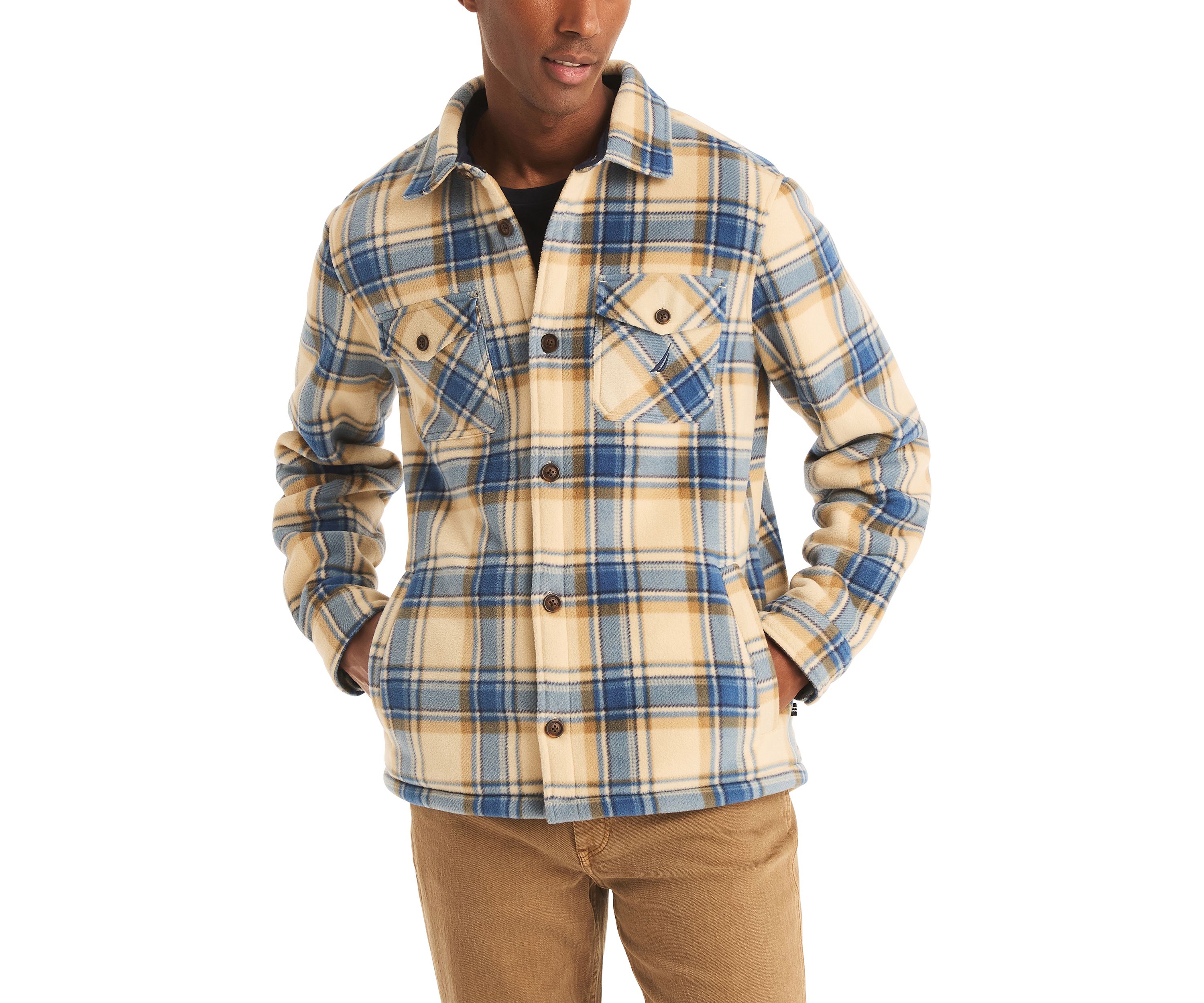 Plaid Faux Shearling Button Up Shirt