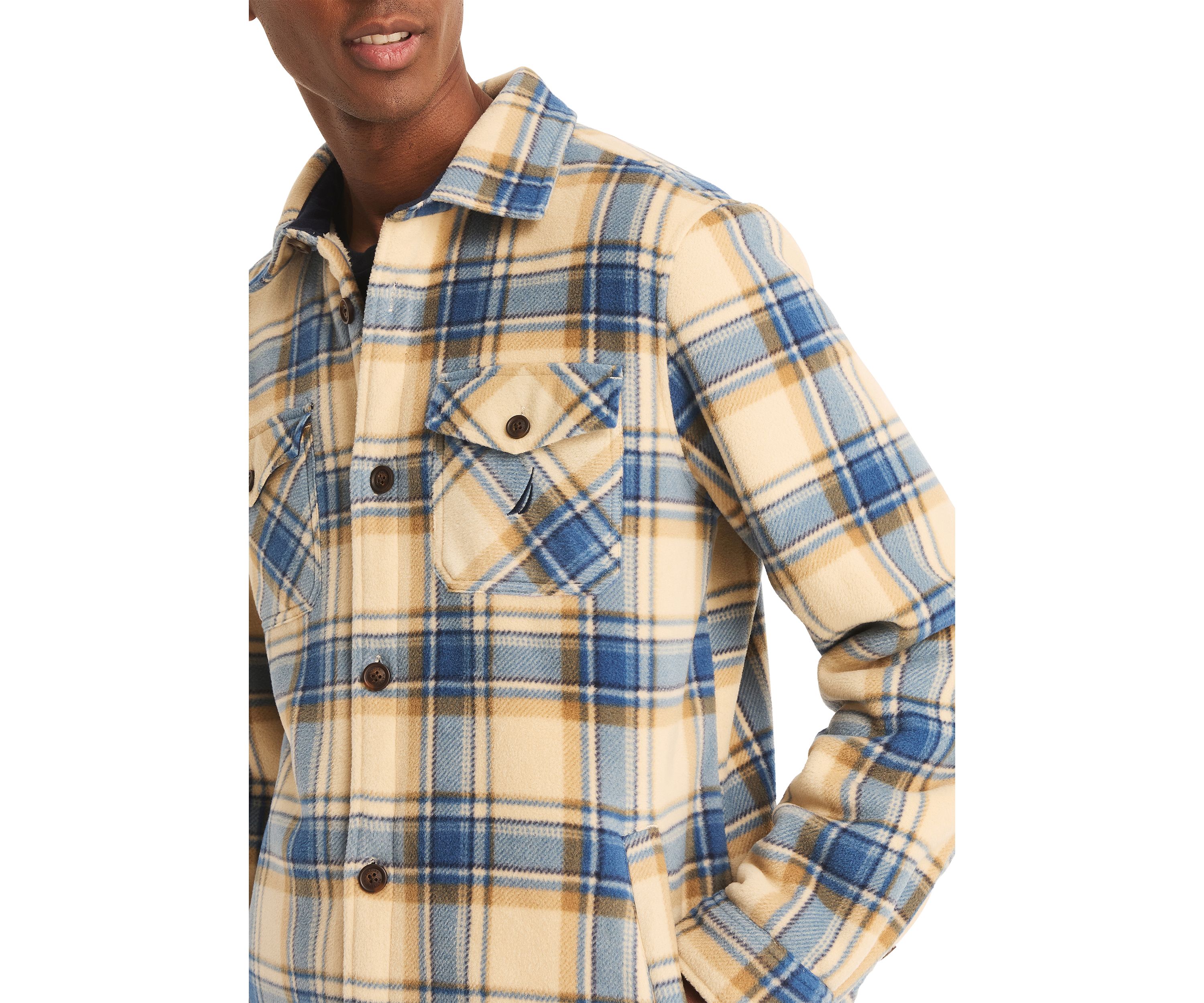 Plaid Faux Shearling Button Up Shirt