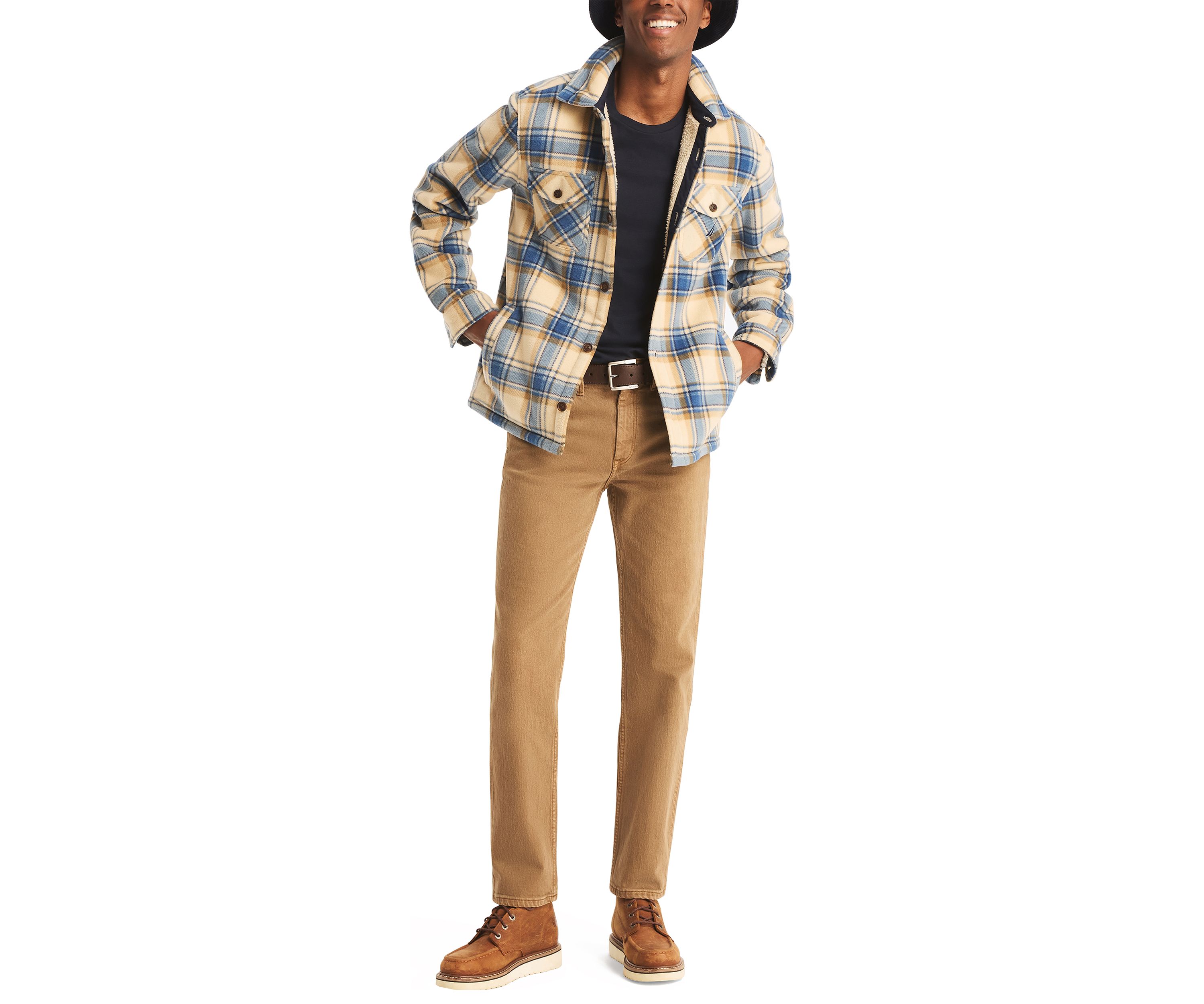 Plaid Faux Shearling Button Up Shirt
