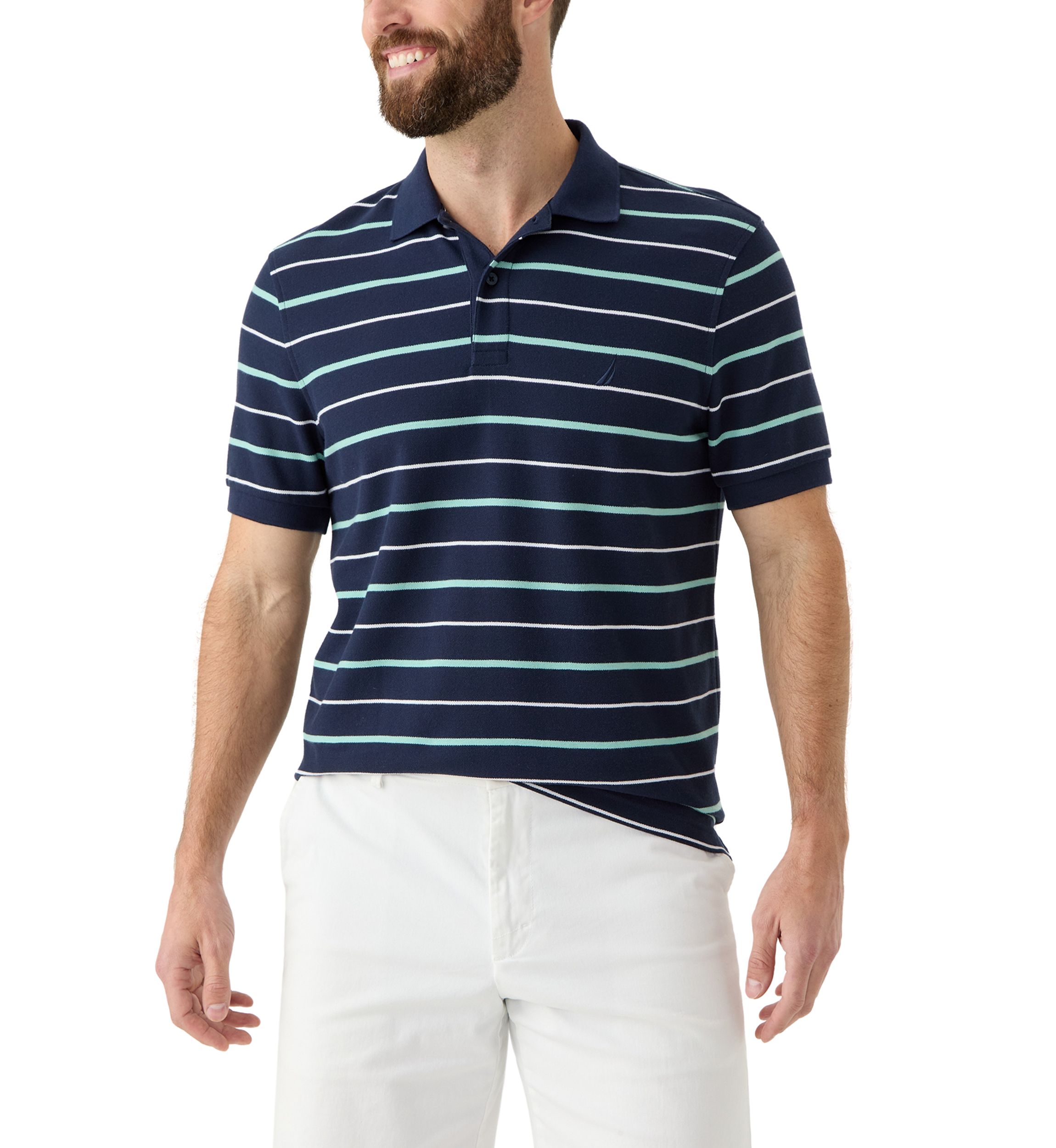 Classic Fit Striped Deck Polo Shirt