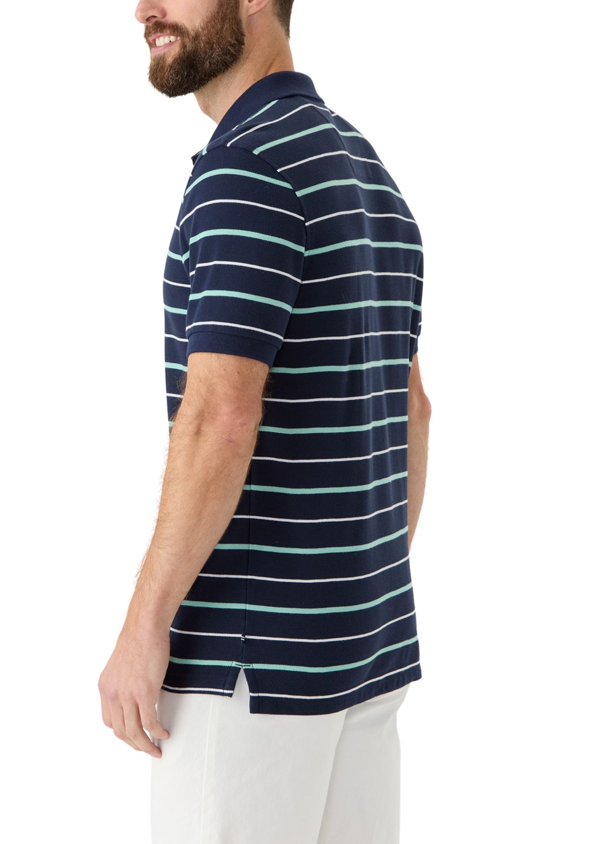 Classic Fit Striped Deck Polo Shirt