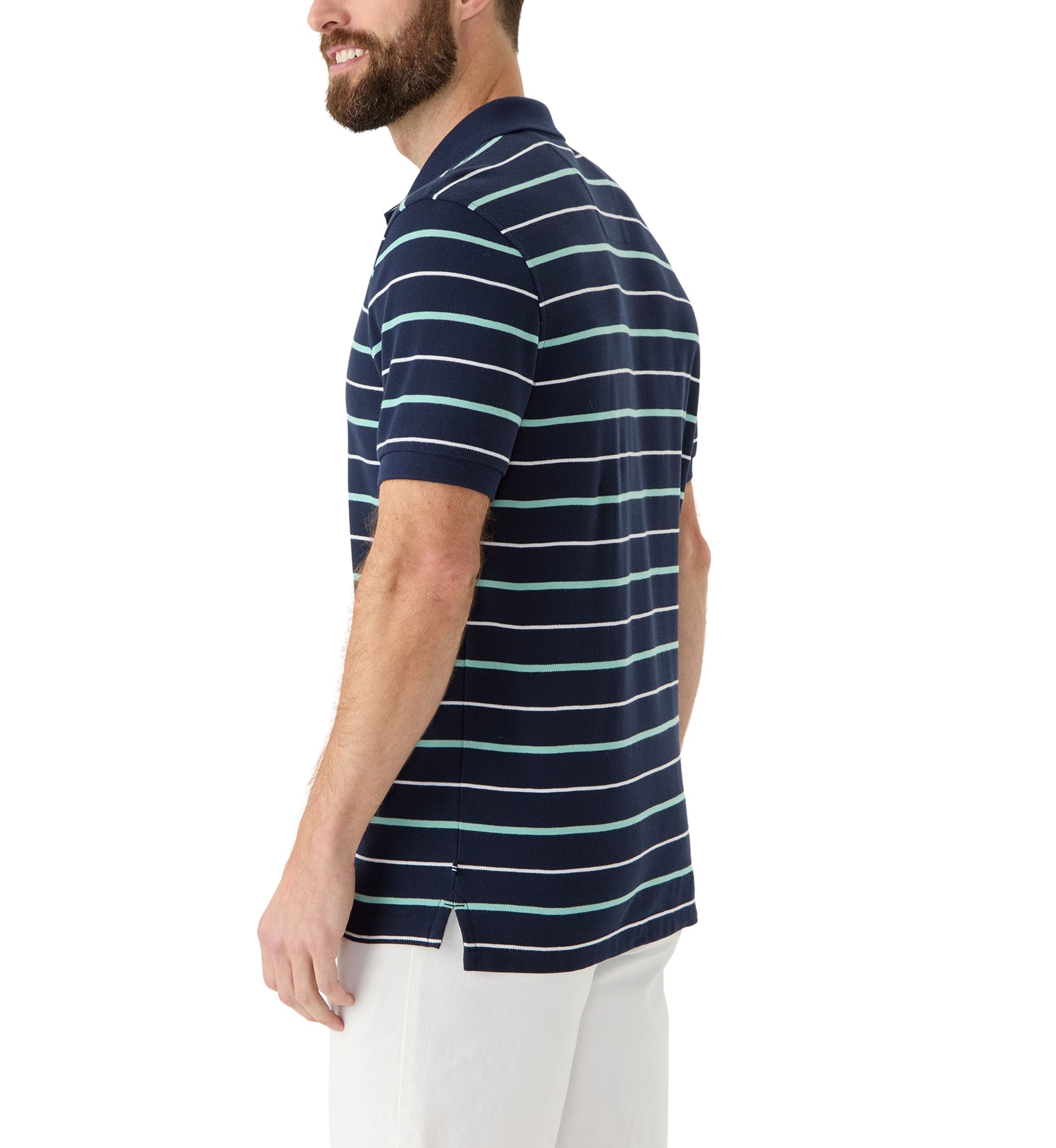 Classic Fit Striped Deck Polo Shirt