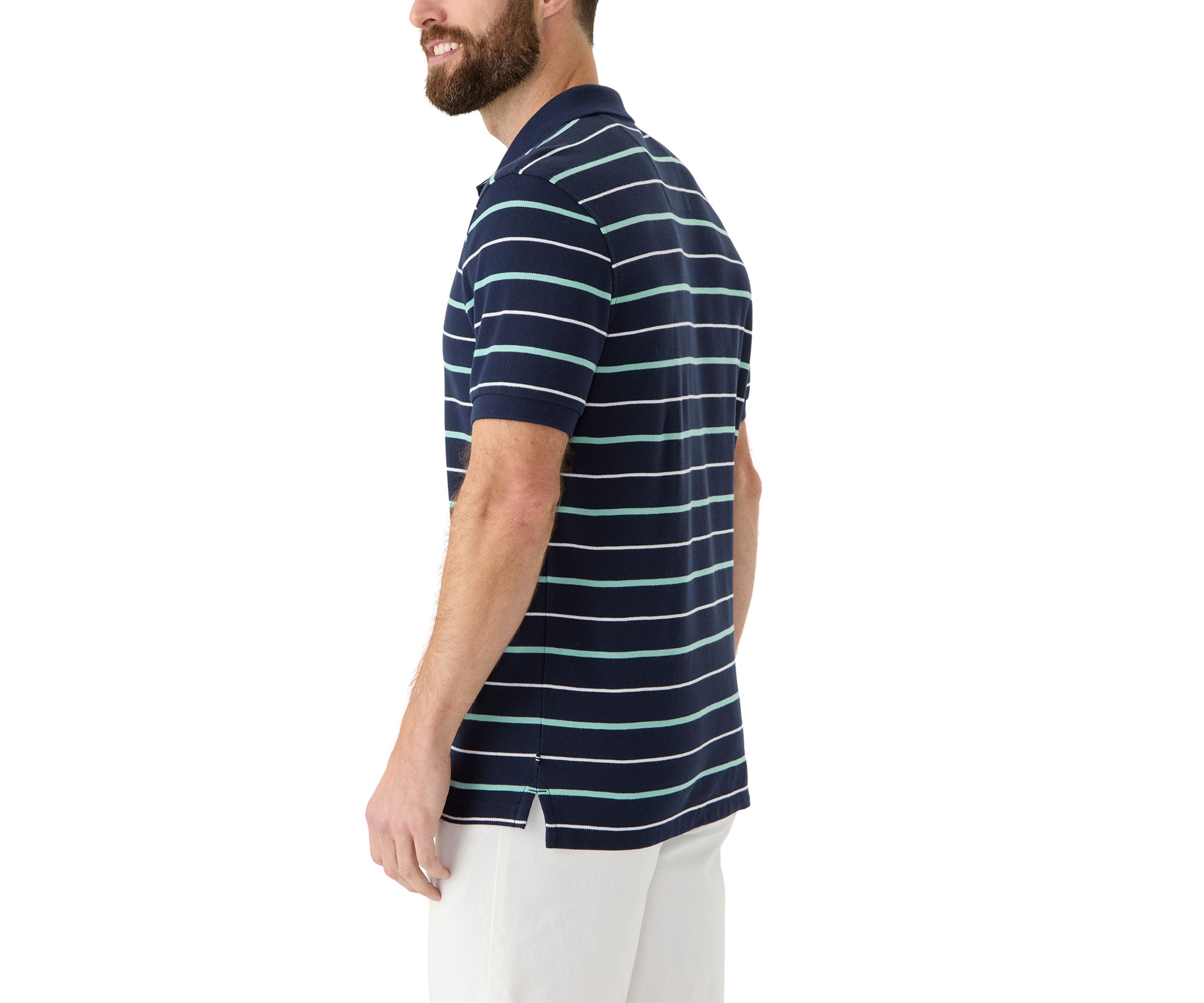 Classic Fit Striped Deck Polo Shirt