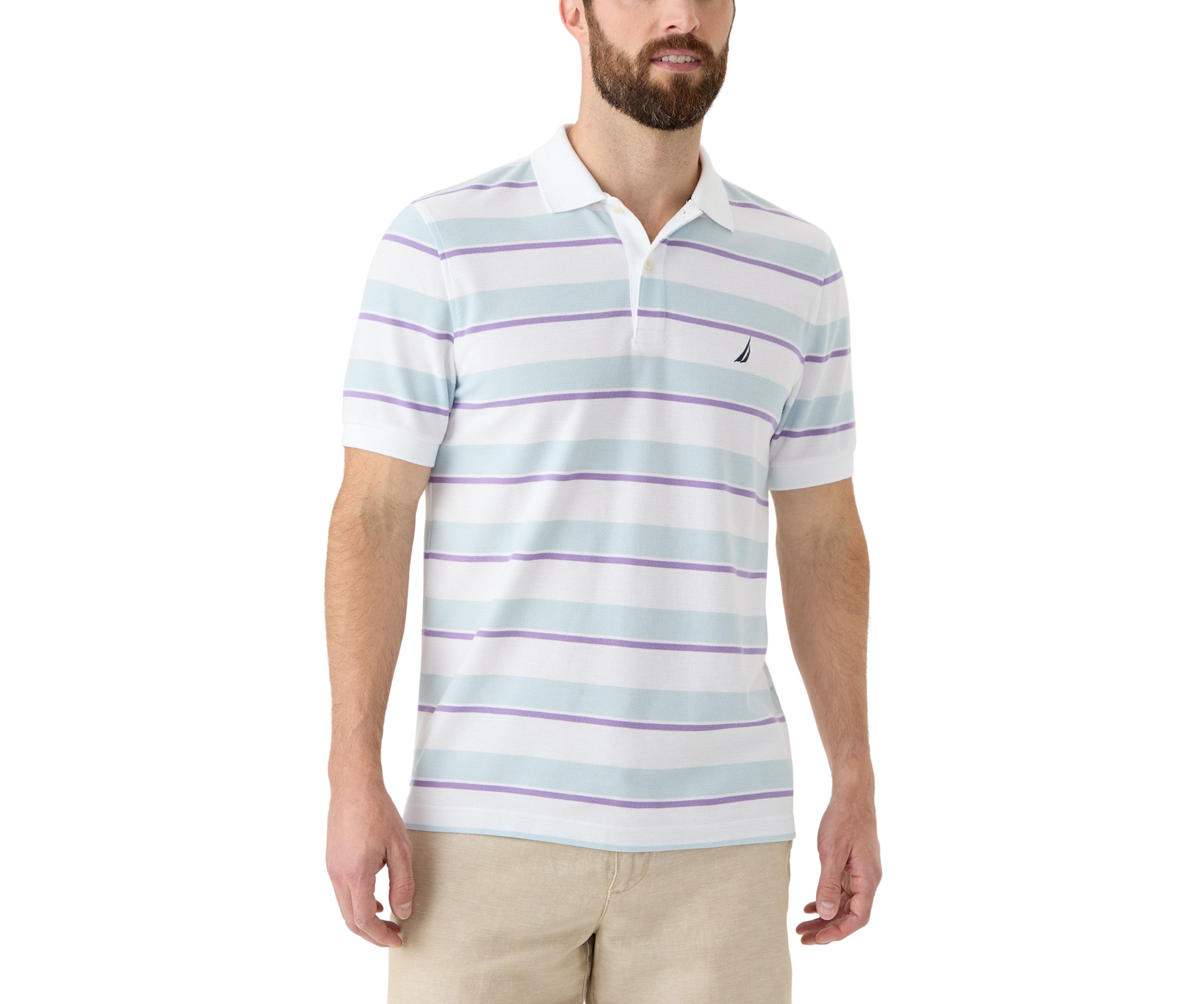  Classic Fit Striped Deck Polo Shirt