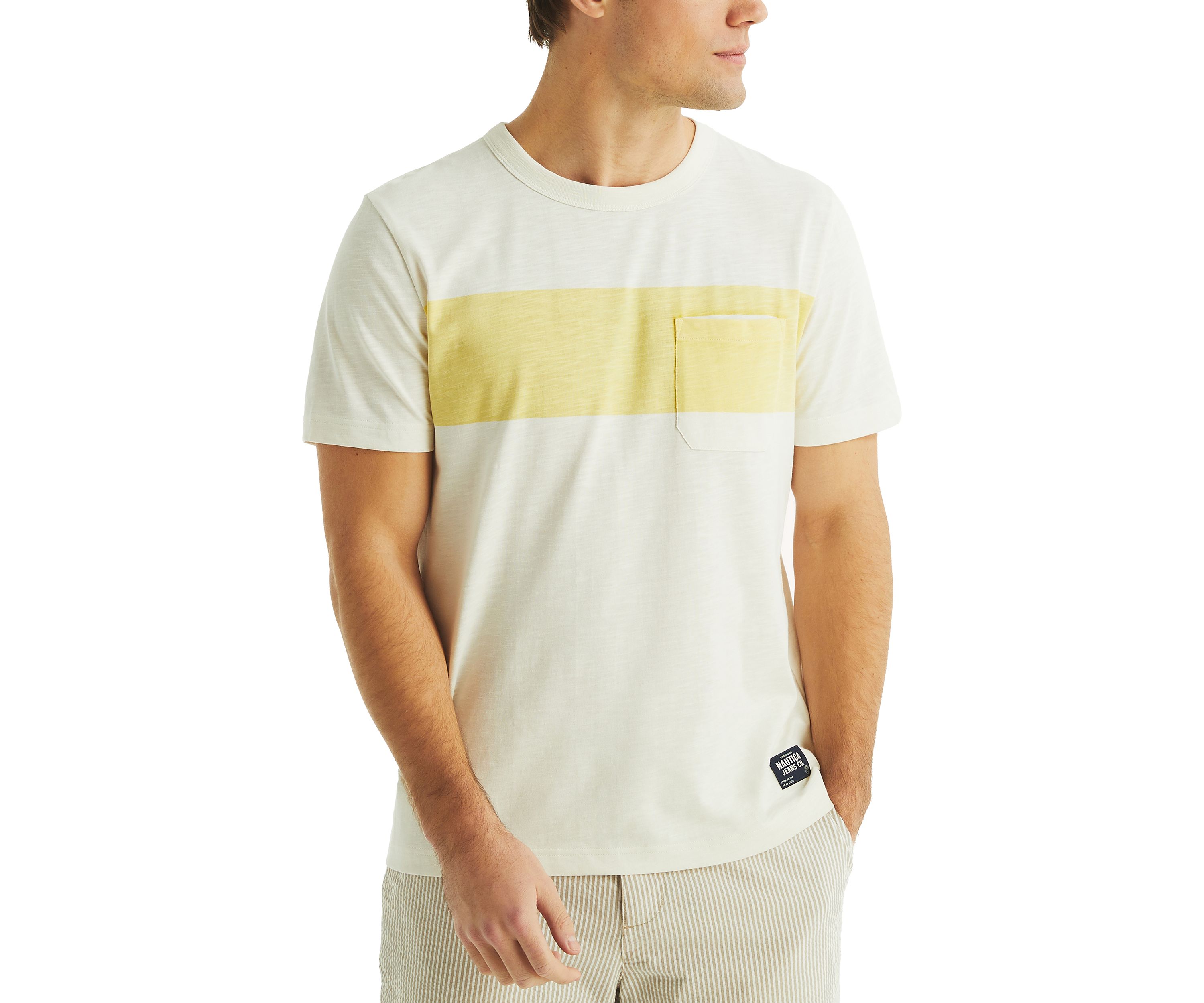Chest-Stripe Crew Neck T-Shirt