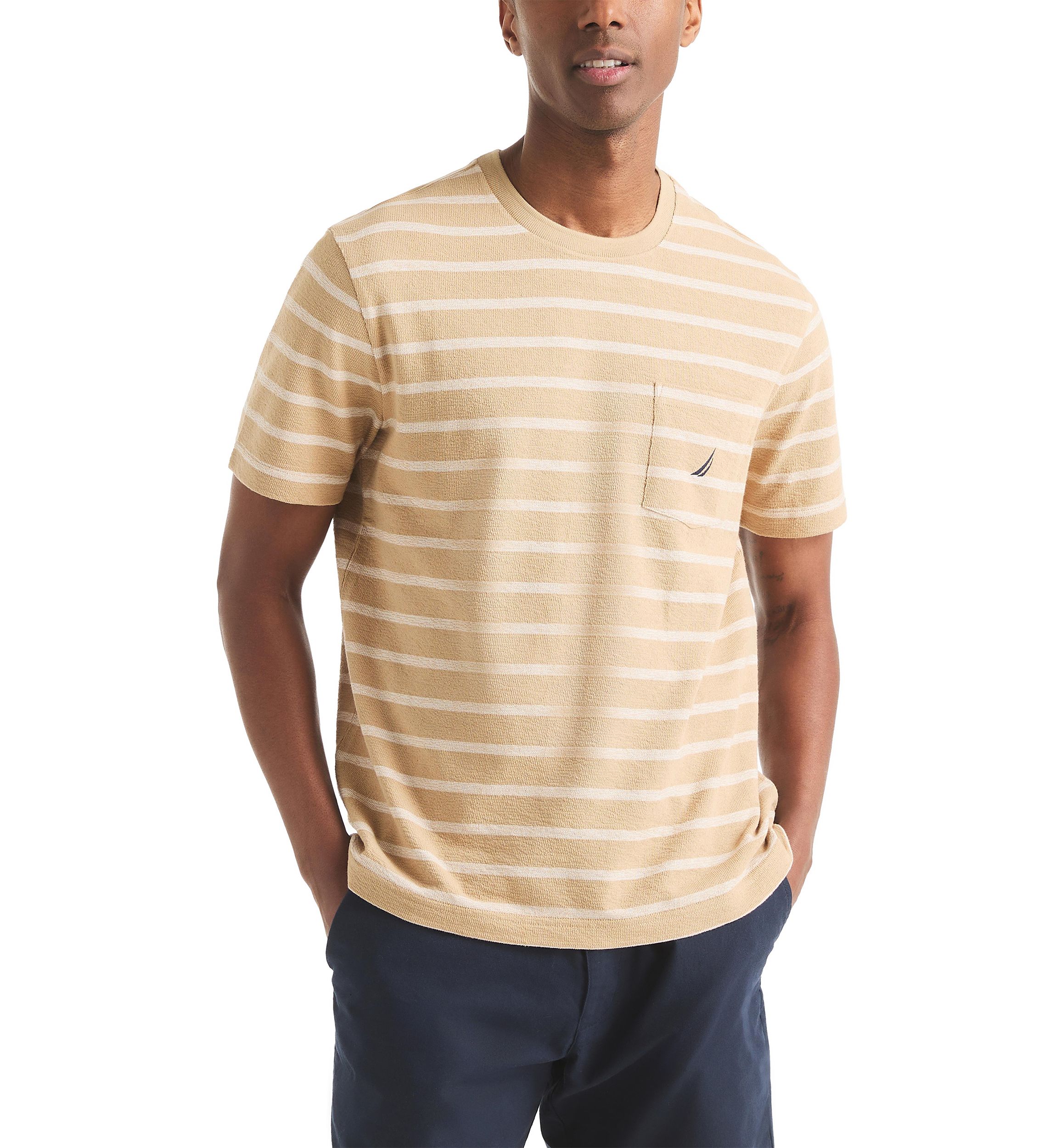 Striped Textured Crew Neck T-Shirt