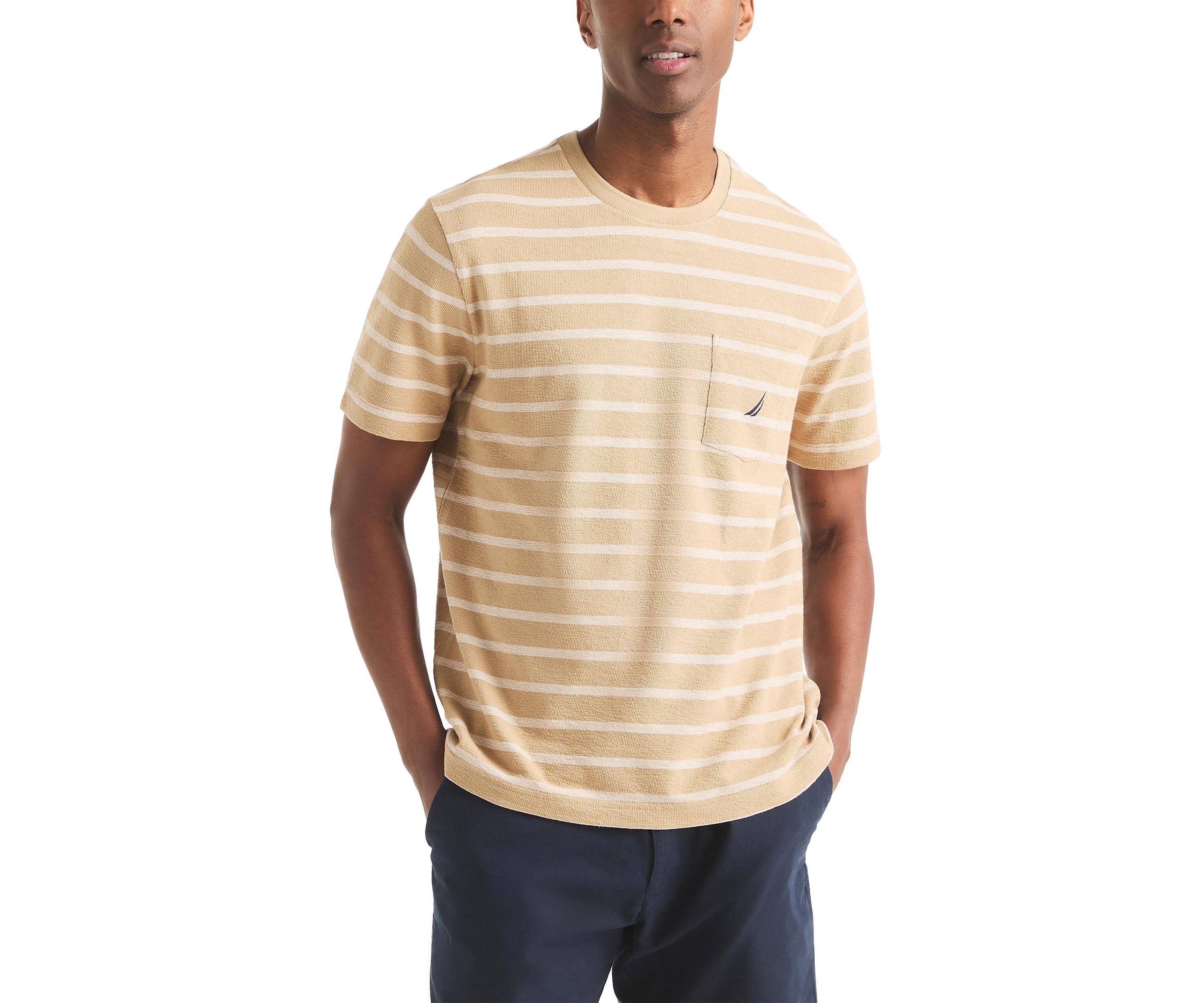 Striped Textured Crew Neck T-Shirt