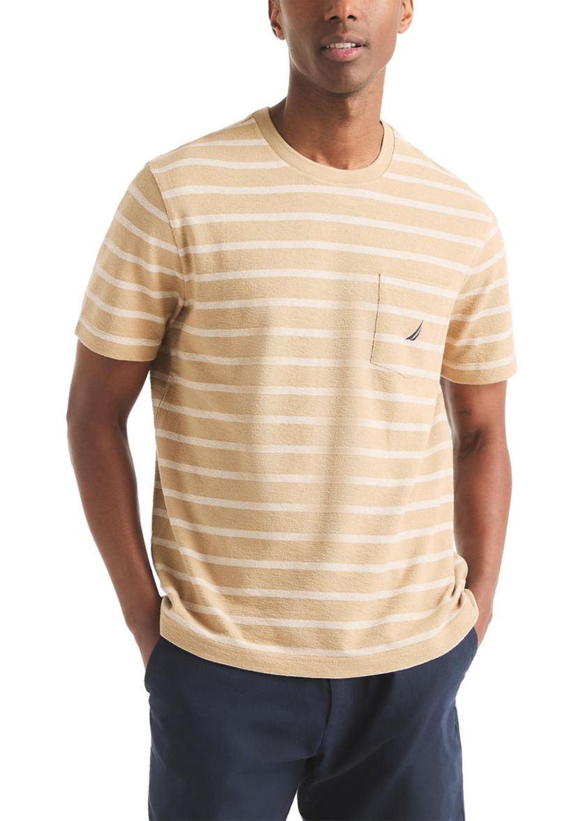 Striped Textured Crew Neck T-Shirt