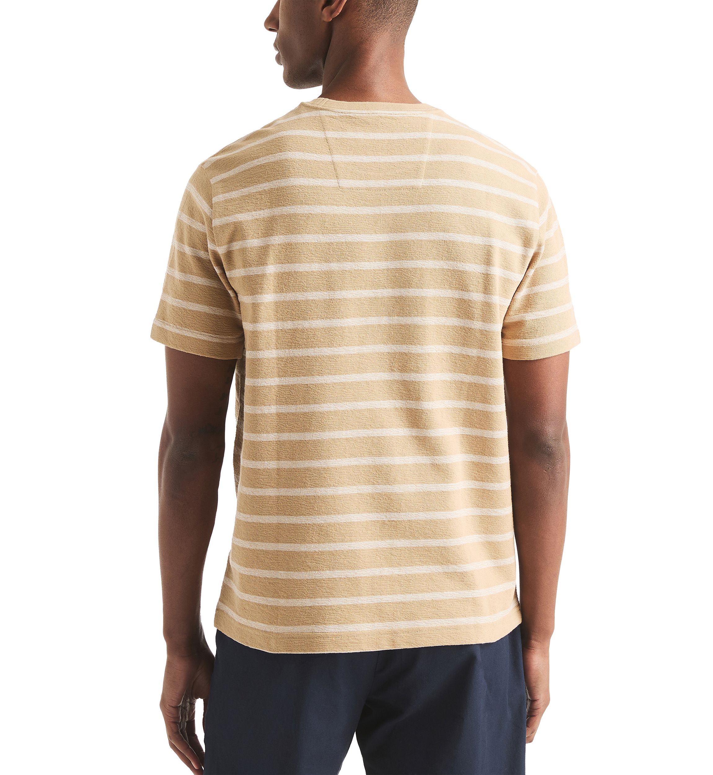 Striped Textured Crew Neck T-Shirt