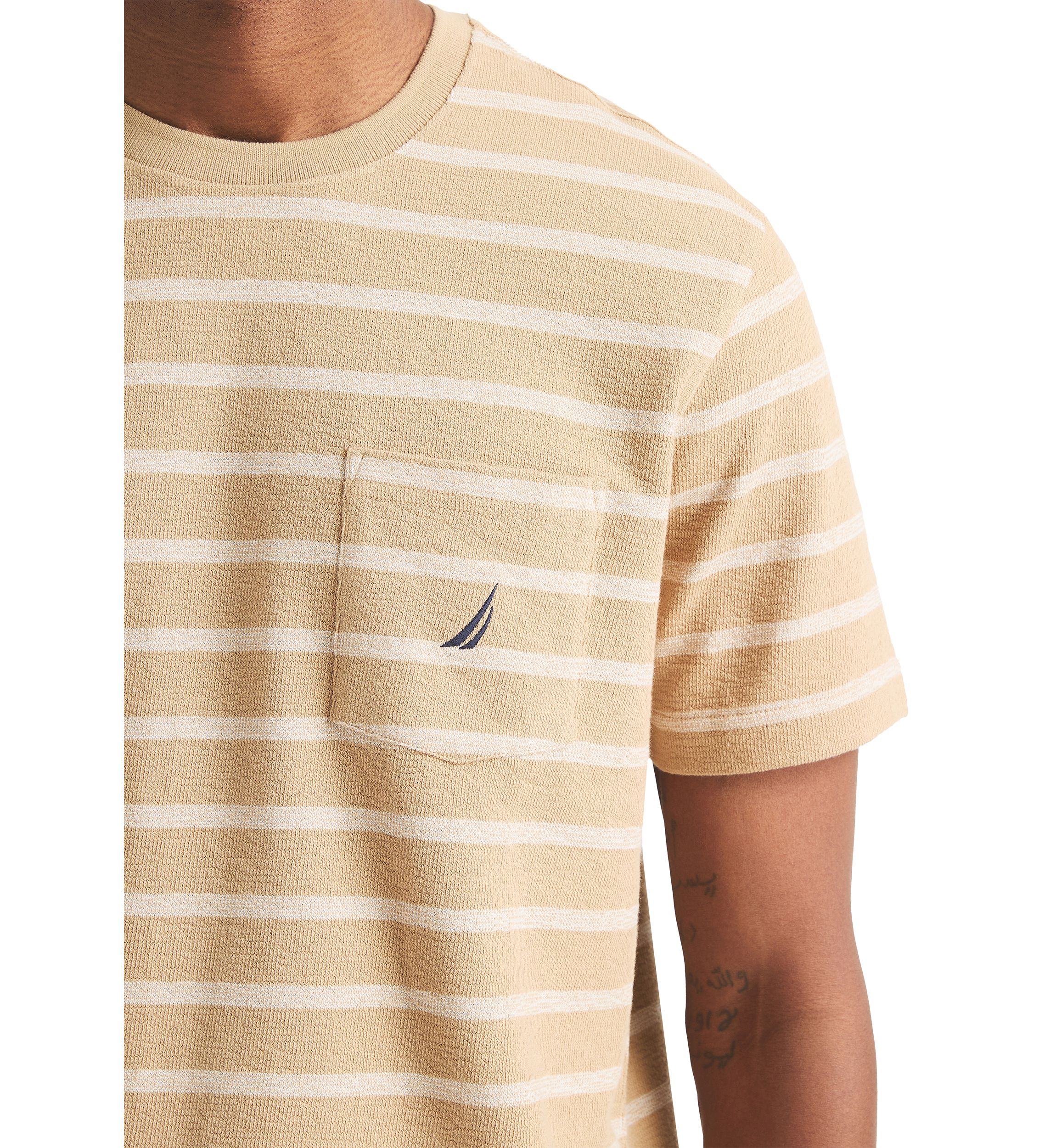 Striped Textured Crew Neck T-Shirt