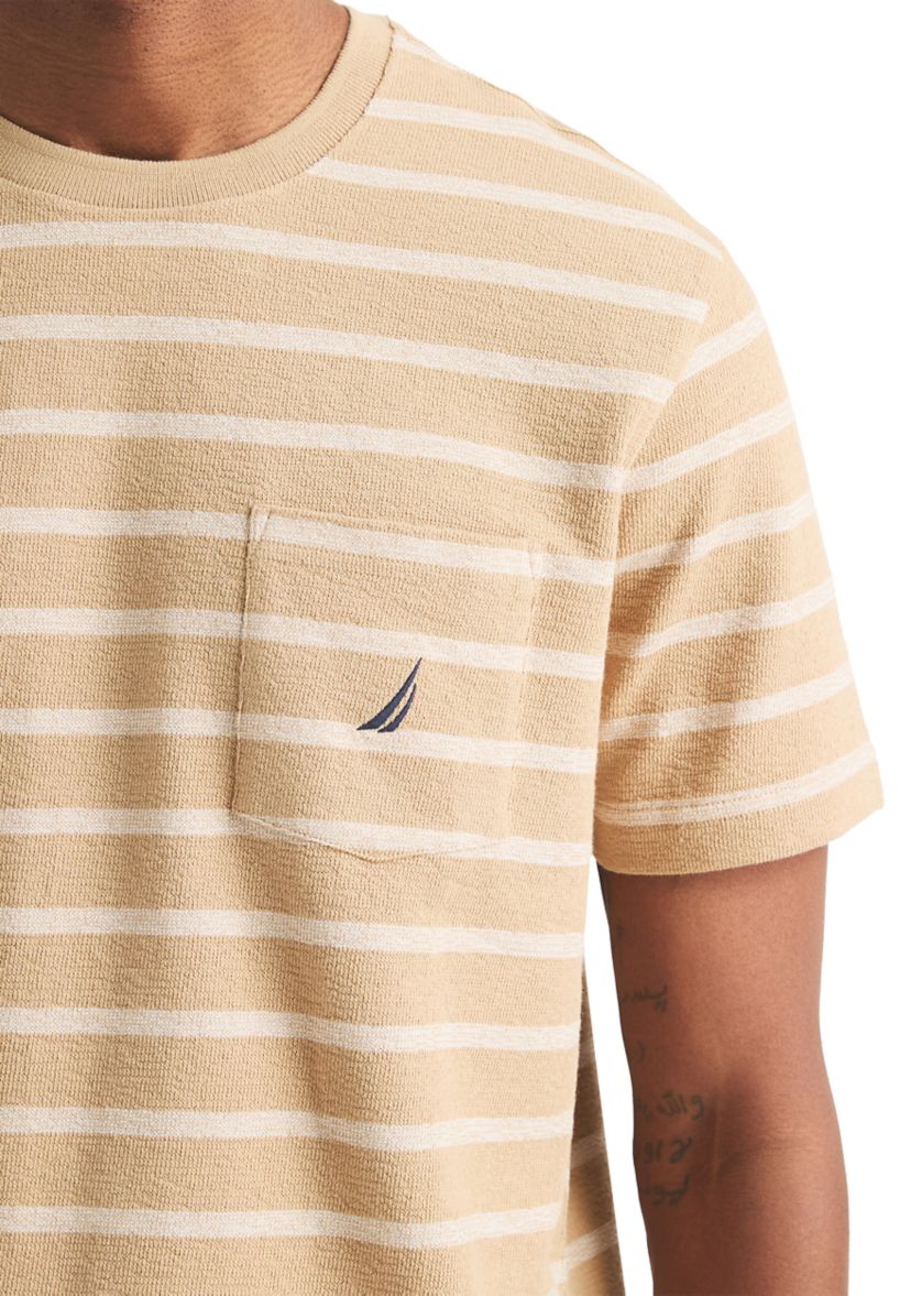 Striped Textured Crew Neck T-Shirt