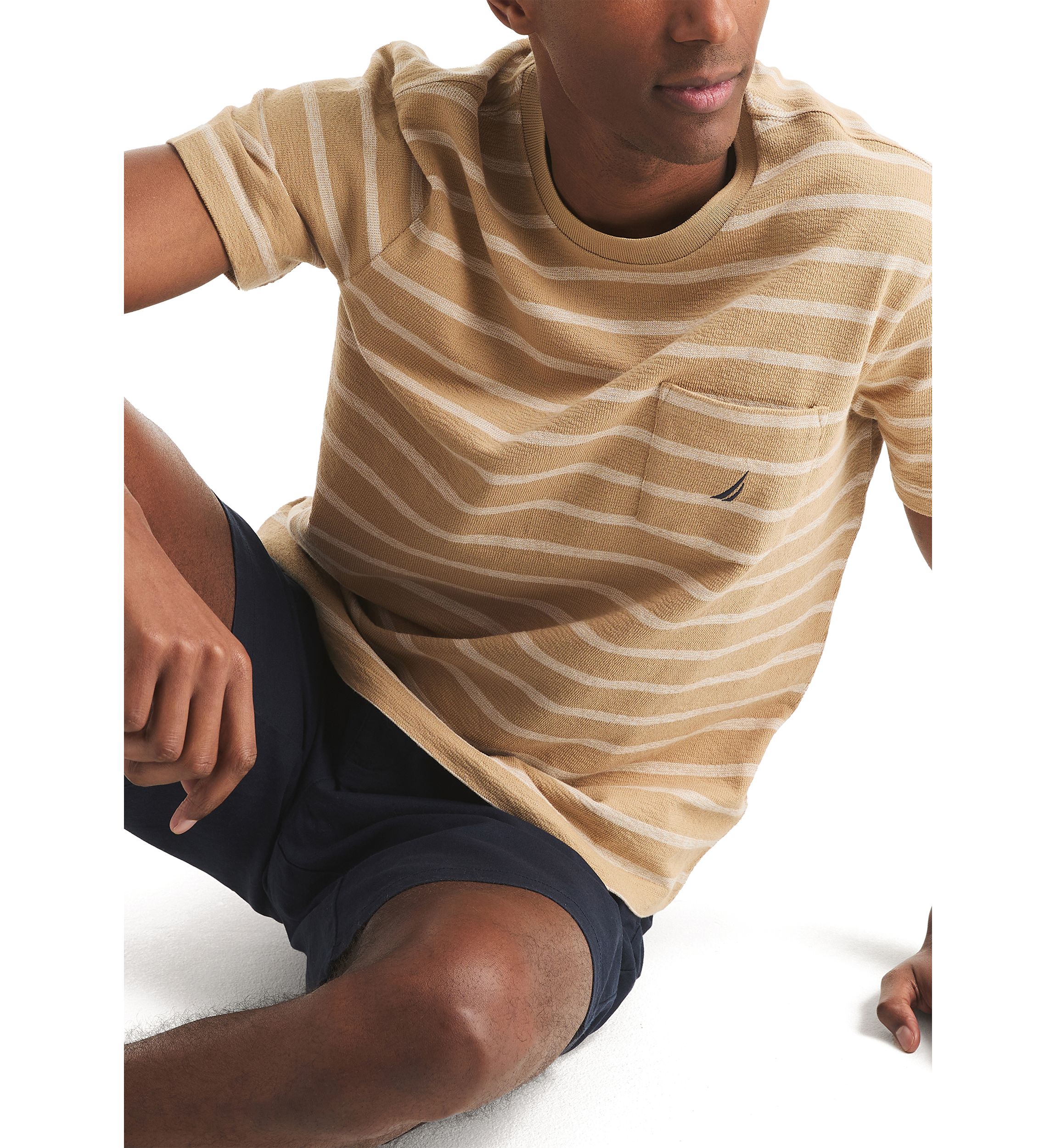 Striped Textured Crew Neck T-Shirt