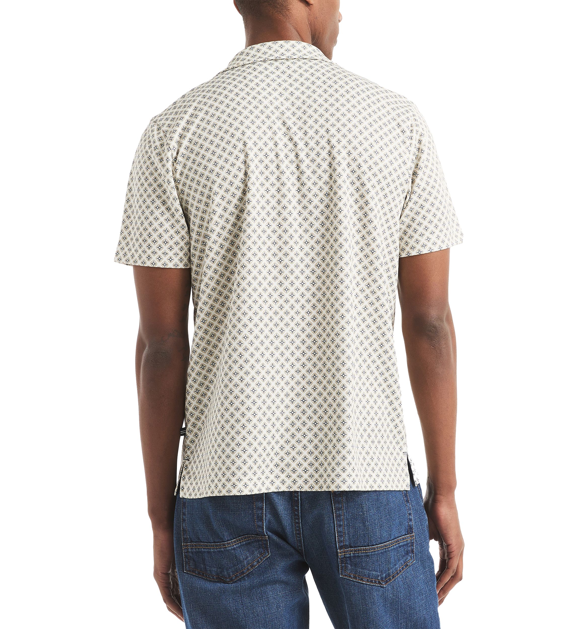 Short Sleeve Button Front Printed Dress Shirt 