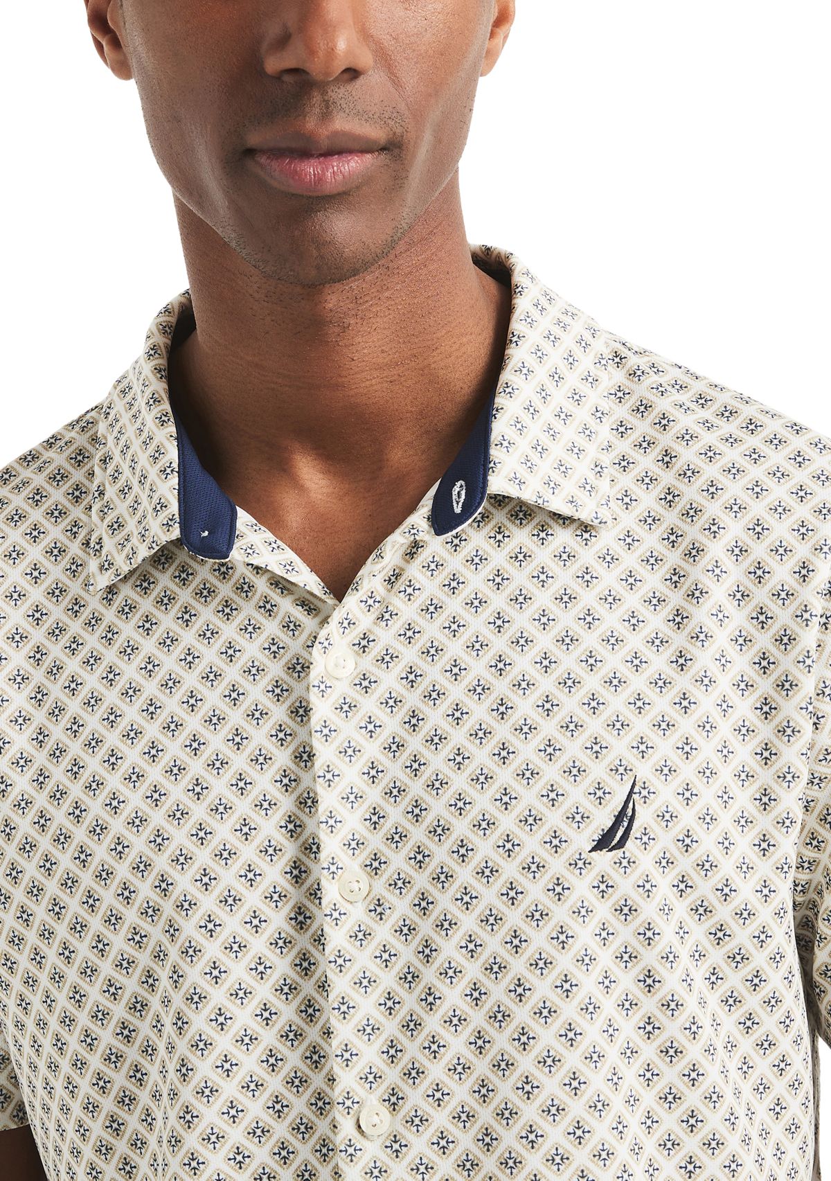 Short Sleeve Button Front Printed Dress Shirt 