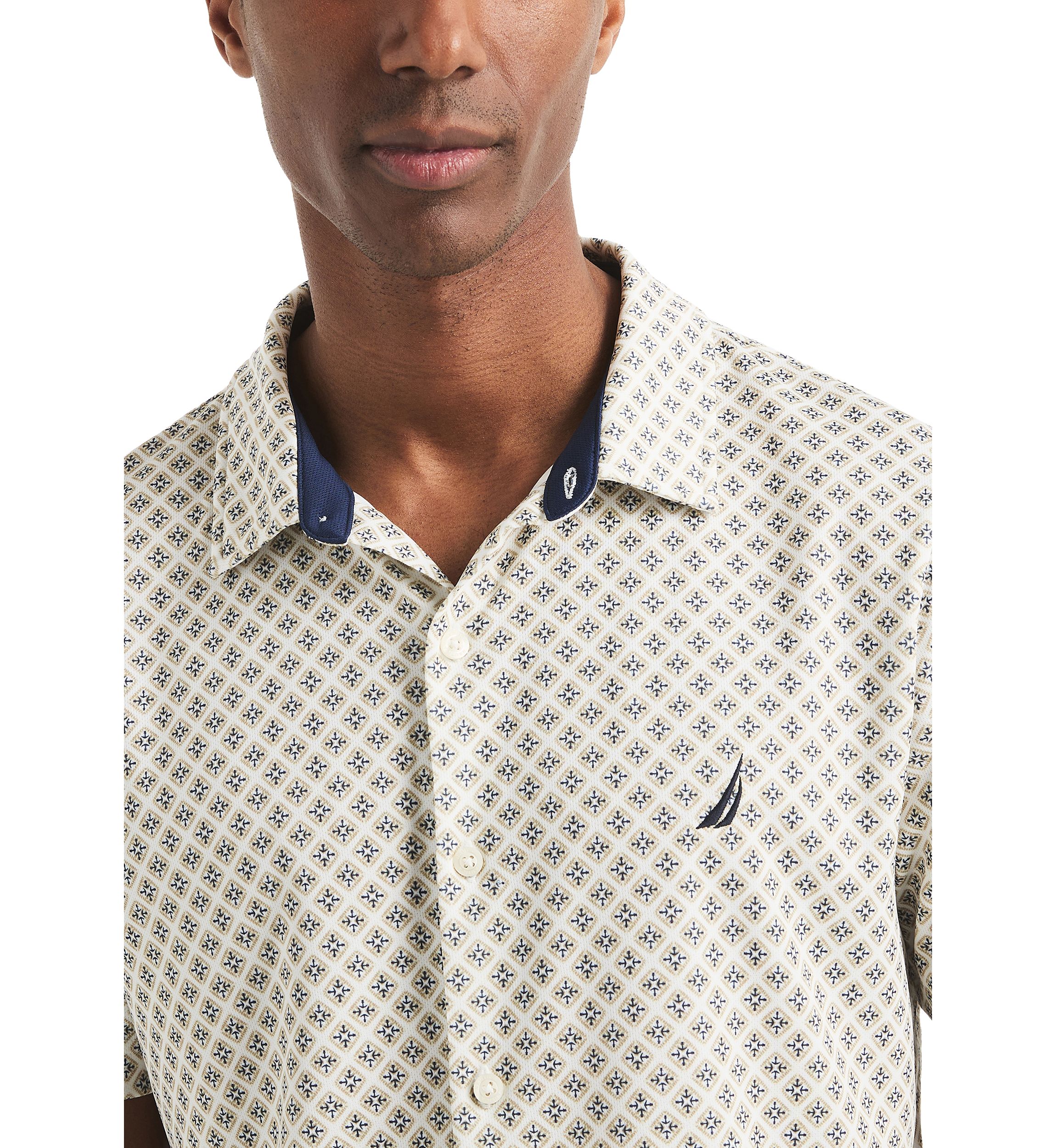 Short Sleeve Button Front Printed Dress Shirt 