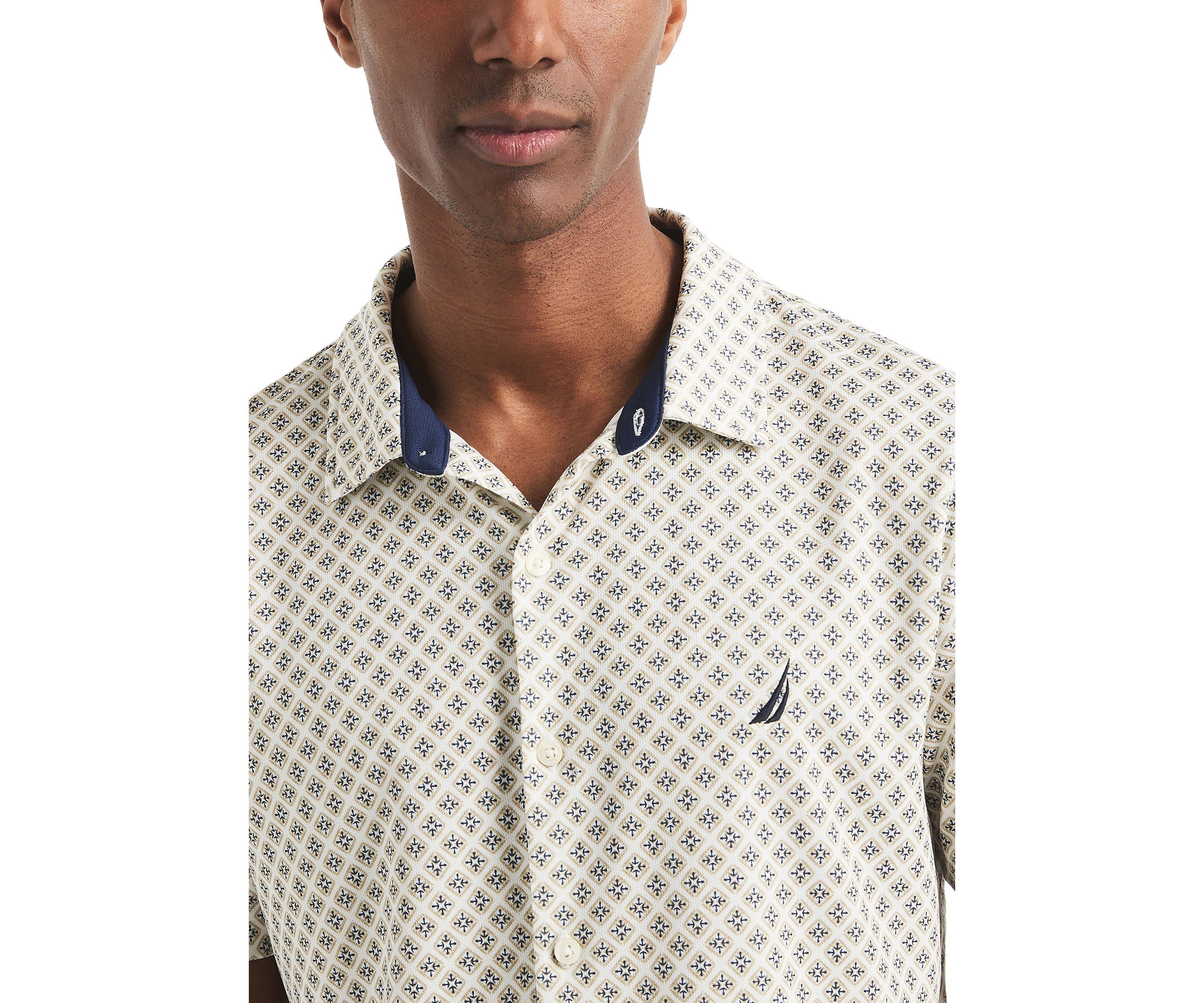 Short Sleeve Button Front Printed Dress Shirt 