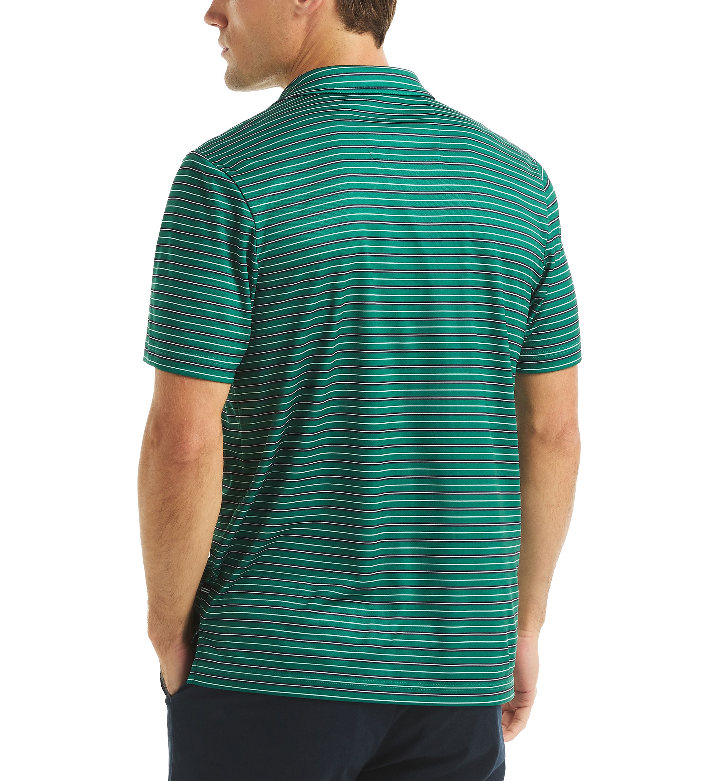 Short Sleeve Striped Performance Polo Shirt 