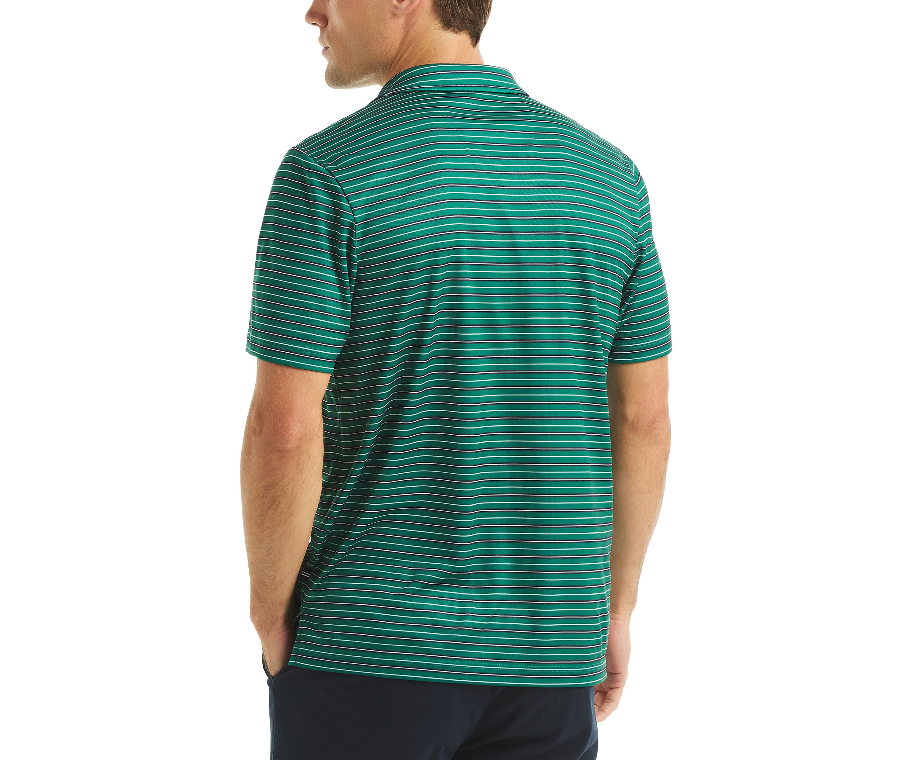 Short Sleeve Striped Performance Polo Shirt 