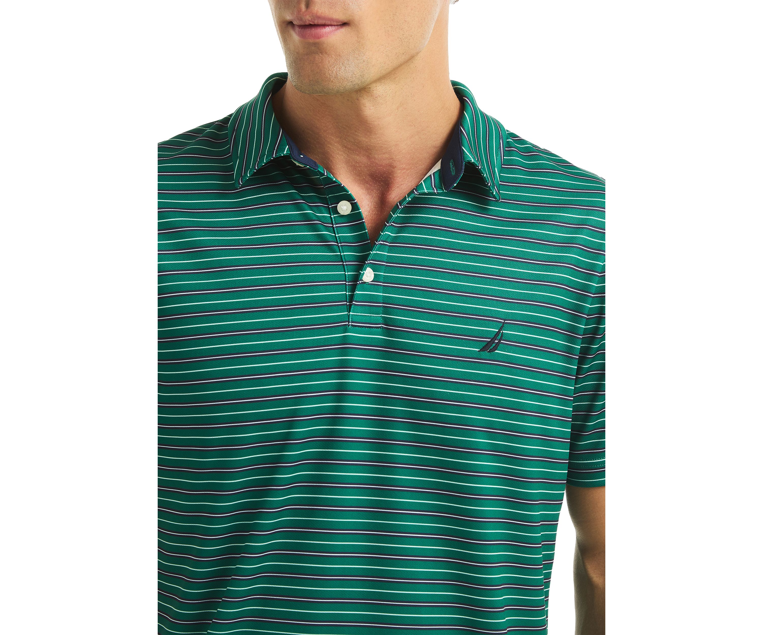 Short Sleeve Striped Performance Polo Shirt 