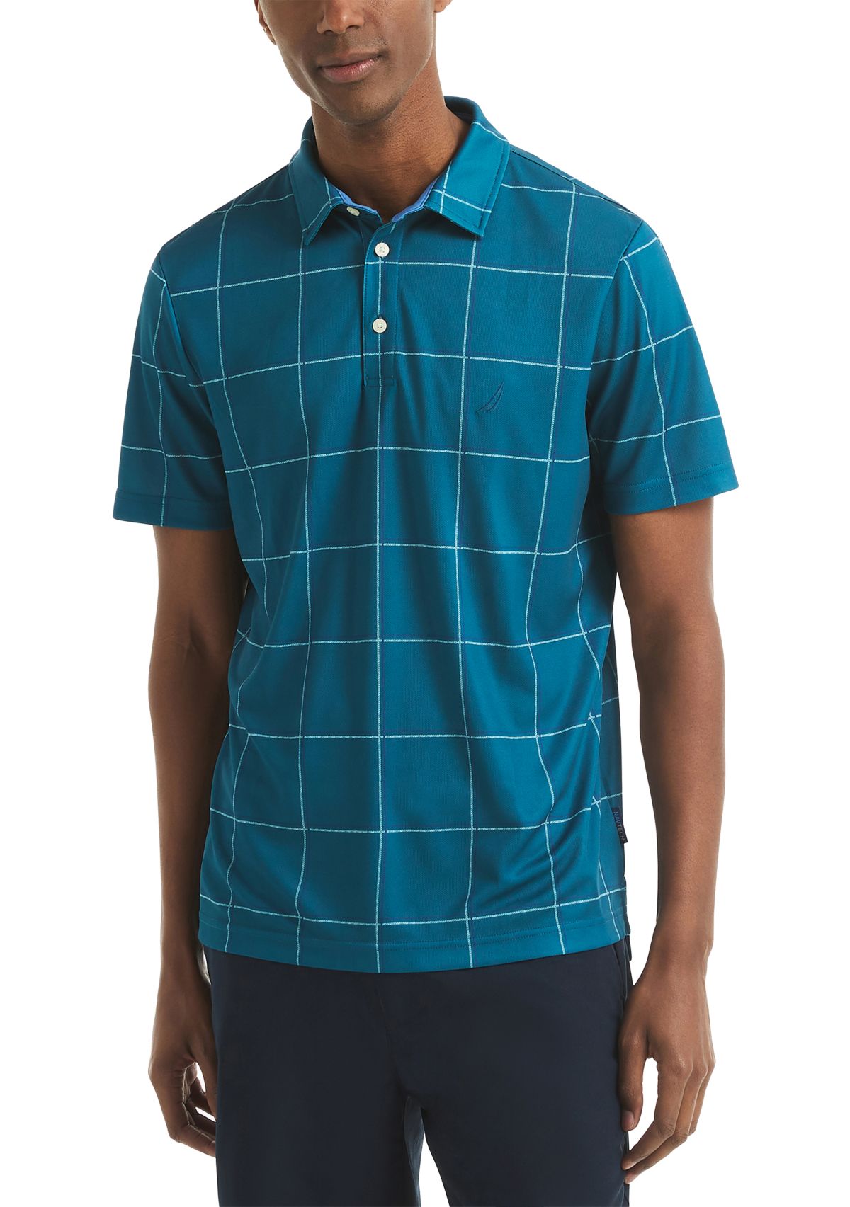 Short Sleeve Windowpane Polo Shirt 