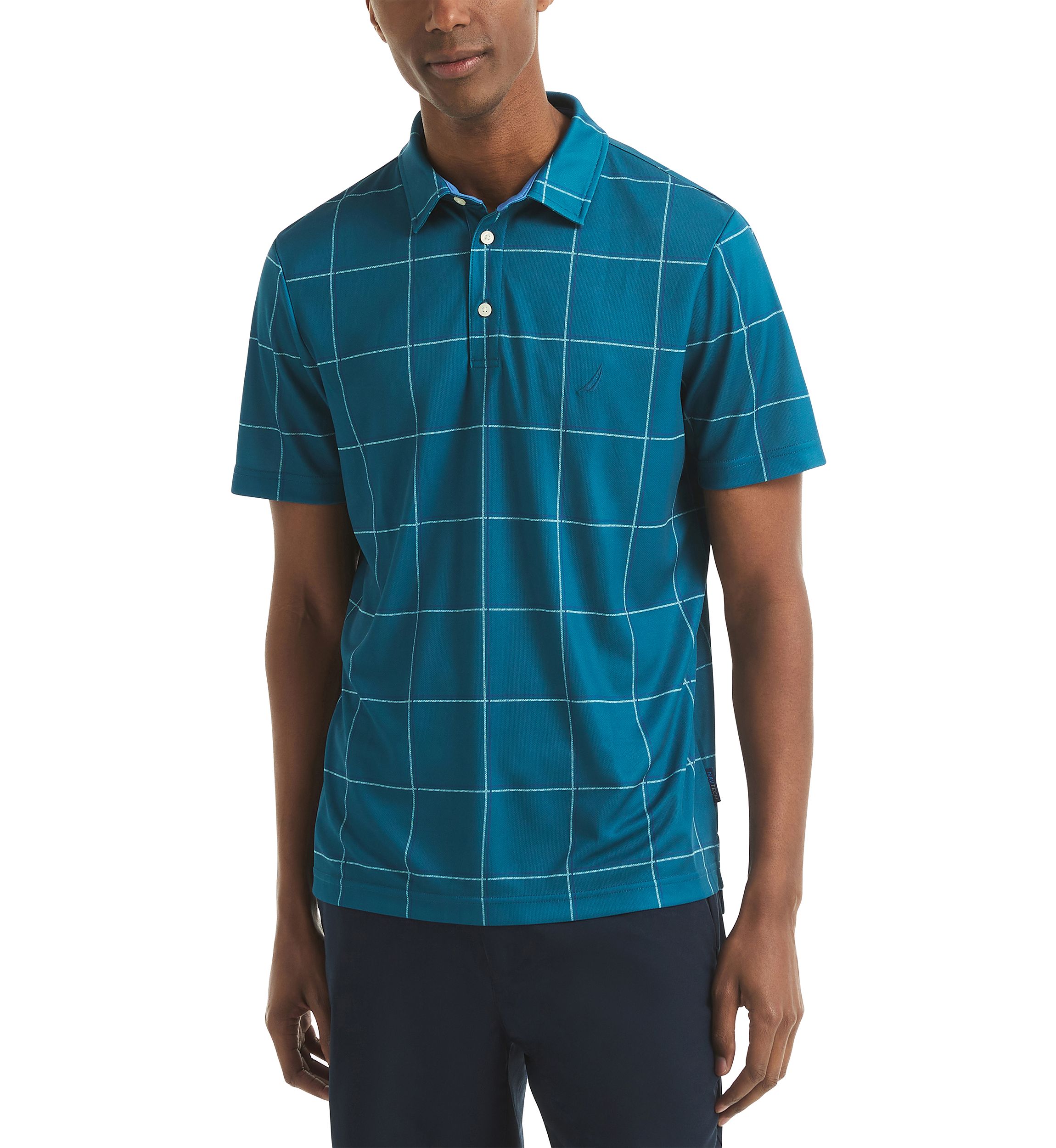 Short Sleeve Windowpane Polo Shirt 