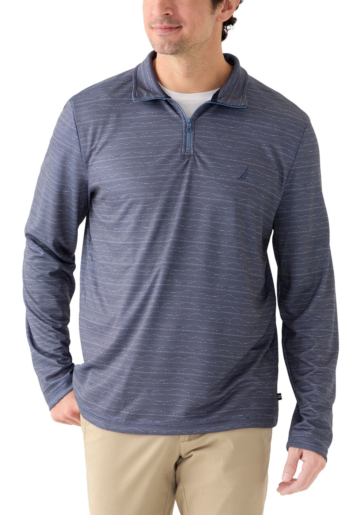 Mens Long Sleeve Wave 1/4 Zip Knit Shirt
