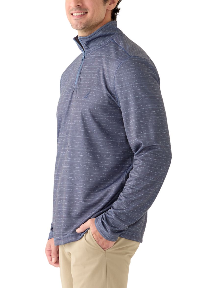 Mens Long Sleeve Wave 1/4 Zip Knit Shirt