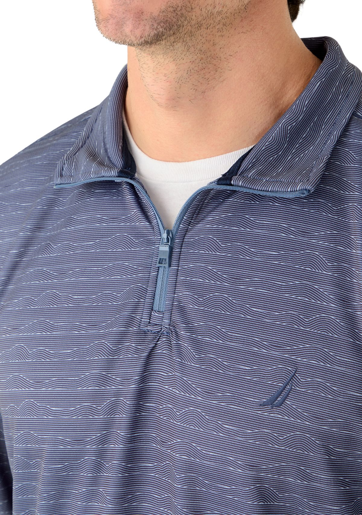 Mens Long Sleeve Wave 1/4 Zip Knit Shirt