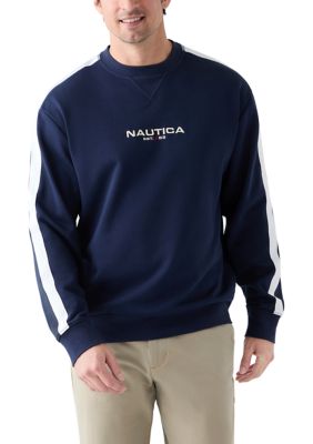 Nautica Men's Fleece Graphic Logo Crew Neck Sweatshirt, Navy Blue, Large