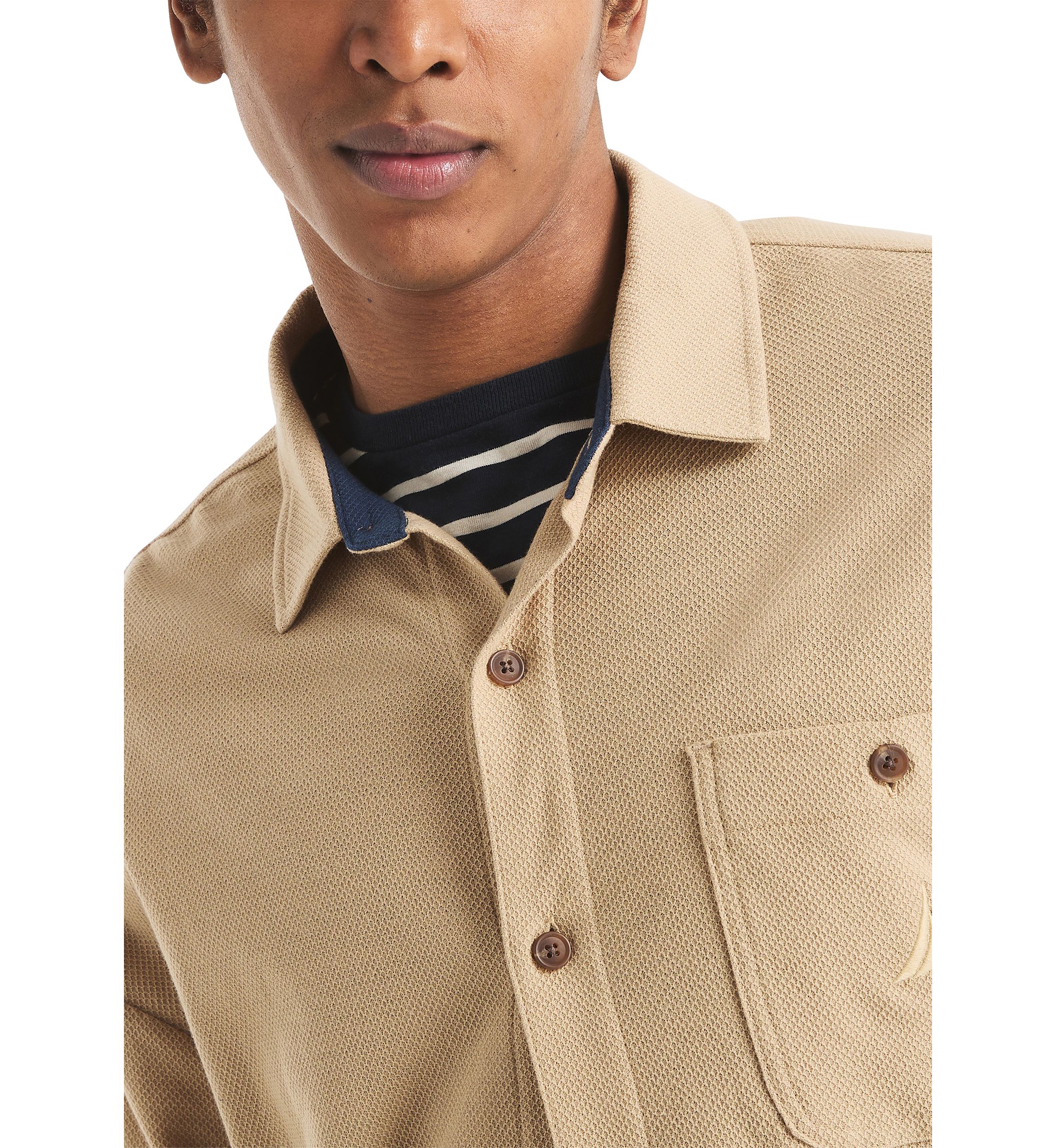 Long Sleeve Button Front Knit Shirt 