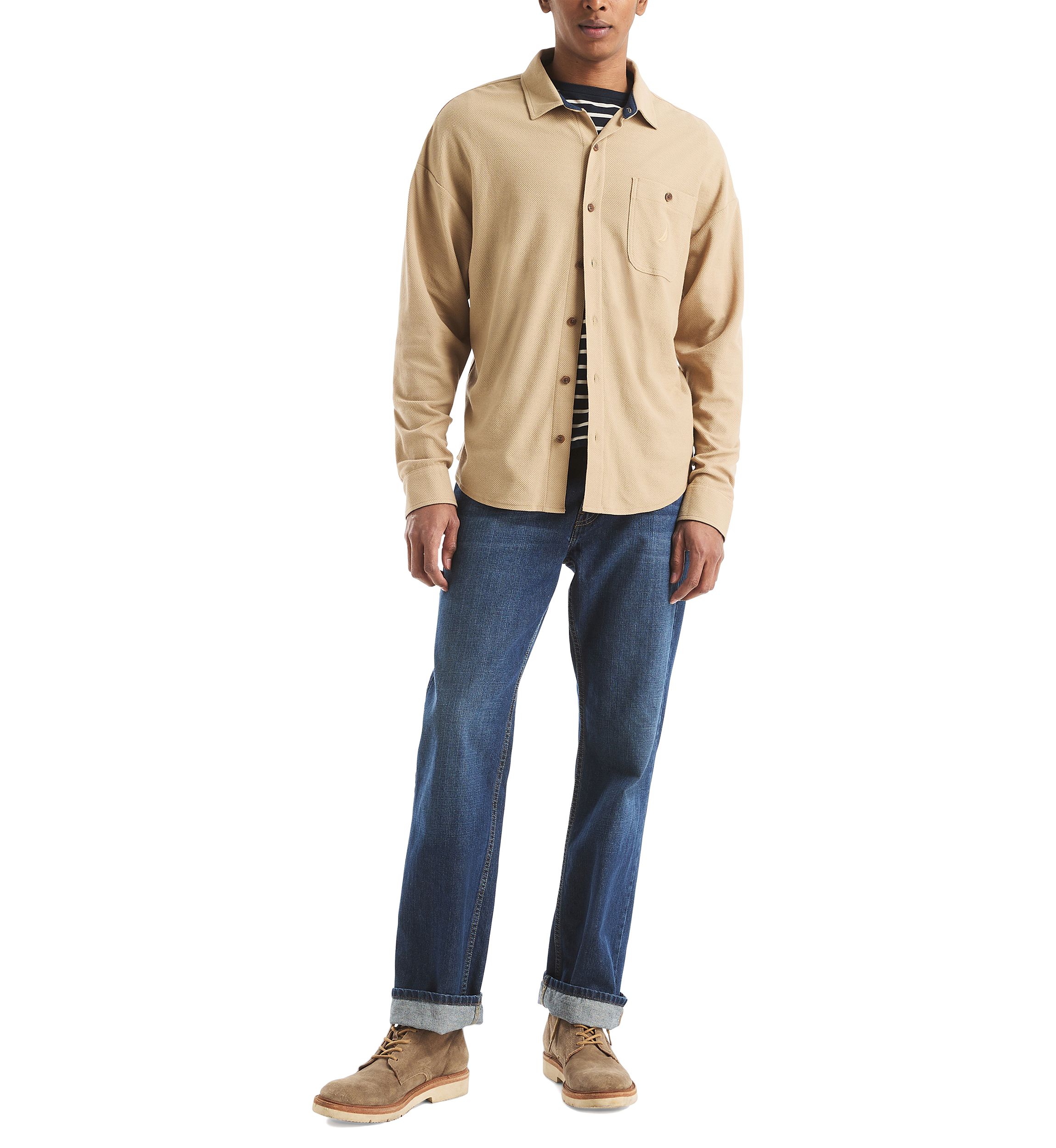 Long Sleeve Button Front Knit Shirt 